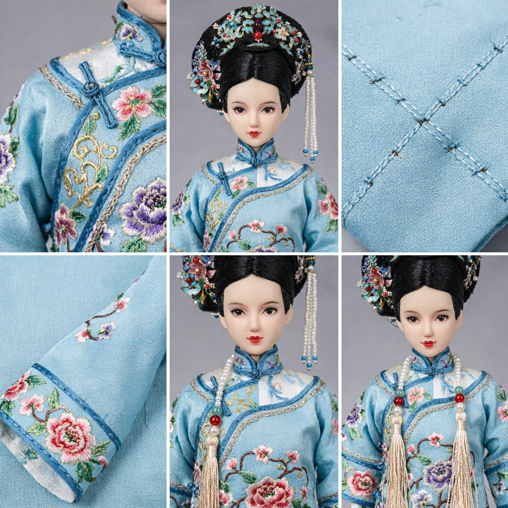 Exquisite Qing Dynasty Manchu Empress Hair Wig Headdress with Pearl Tassels for Traditional Chinese Costume Cosplay - Asian Costume