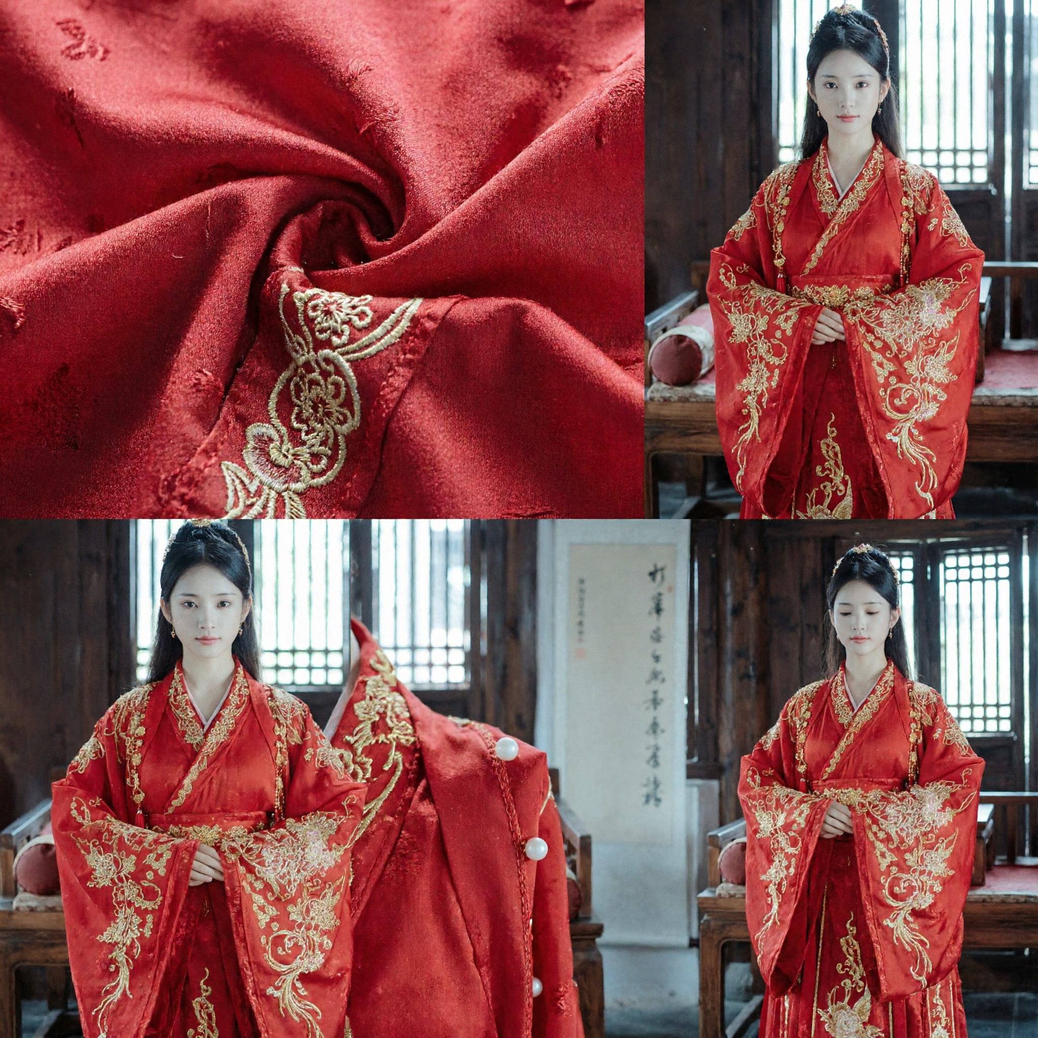 Ancient Chinese Red Hanfu Wedding Dress Traditional Embroidered Robe for Women Historical Bride Costume - Asian Costume