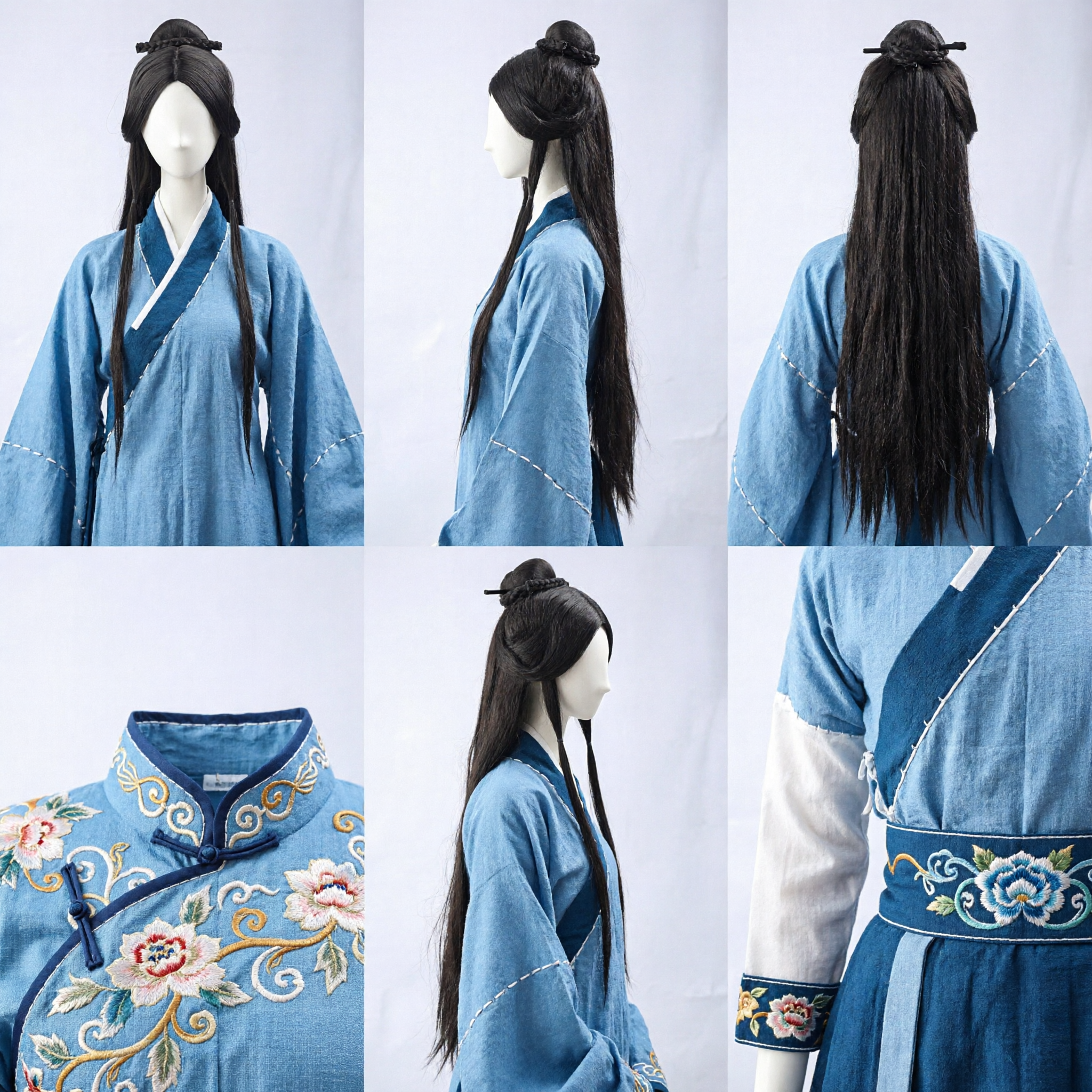 Ancient Chinese Braided Topknot Wig Traditional Hanfu Hairpiece for Historical Drama Cosplay Costume - Asian Costume