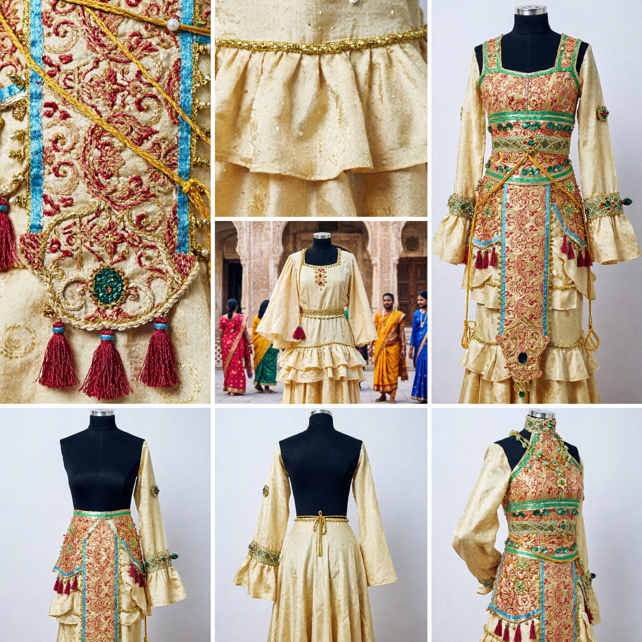 Traditional Chinese Yellow Folk Dance Costume for Women Ethnic Stage Performance Dress with Shawl - Asian Costume