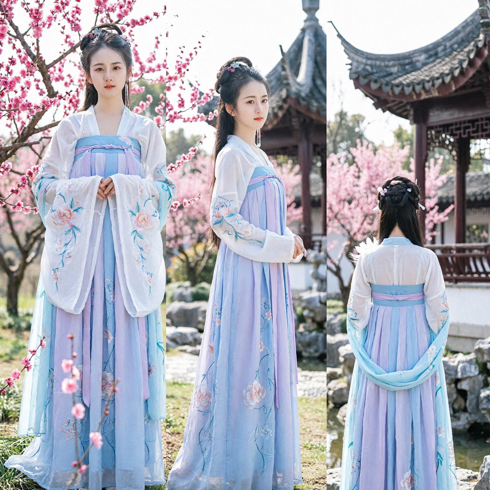 Traditional Chinese Hanfu Dress for Women Tang Dynasty Ruqun Ancient Costume Blue Purple Fairy Style - Asian Costume