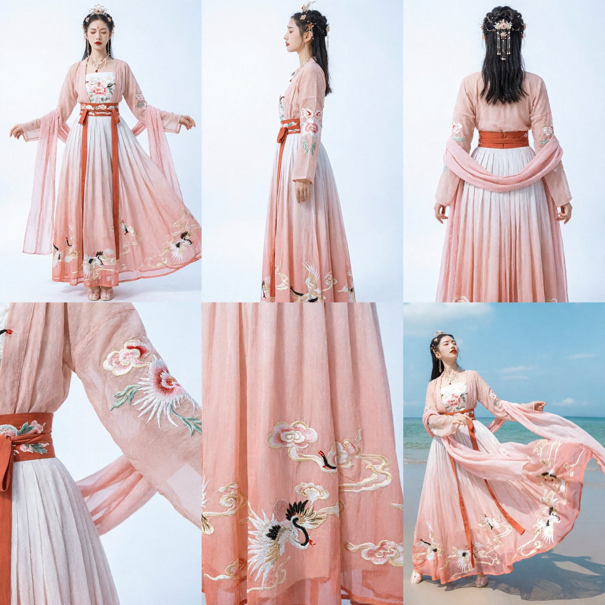 Traditional Chinese Pink Hanfu Dress Tang Dynasty Style Costume with Crane Embroidery for Women Cosplay - Asian Costume