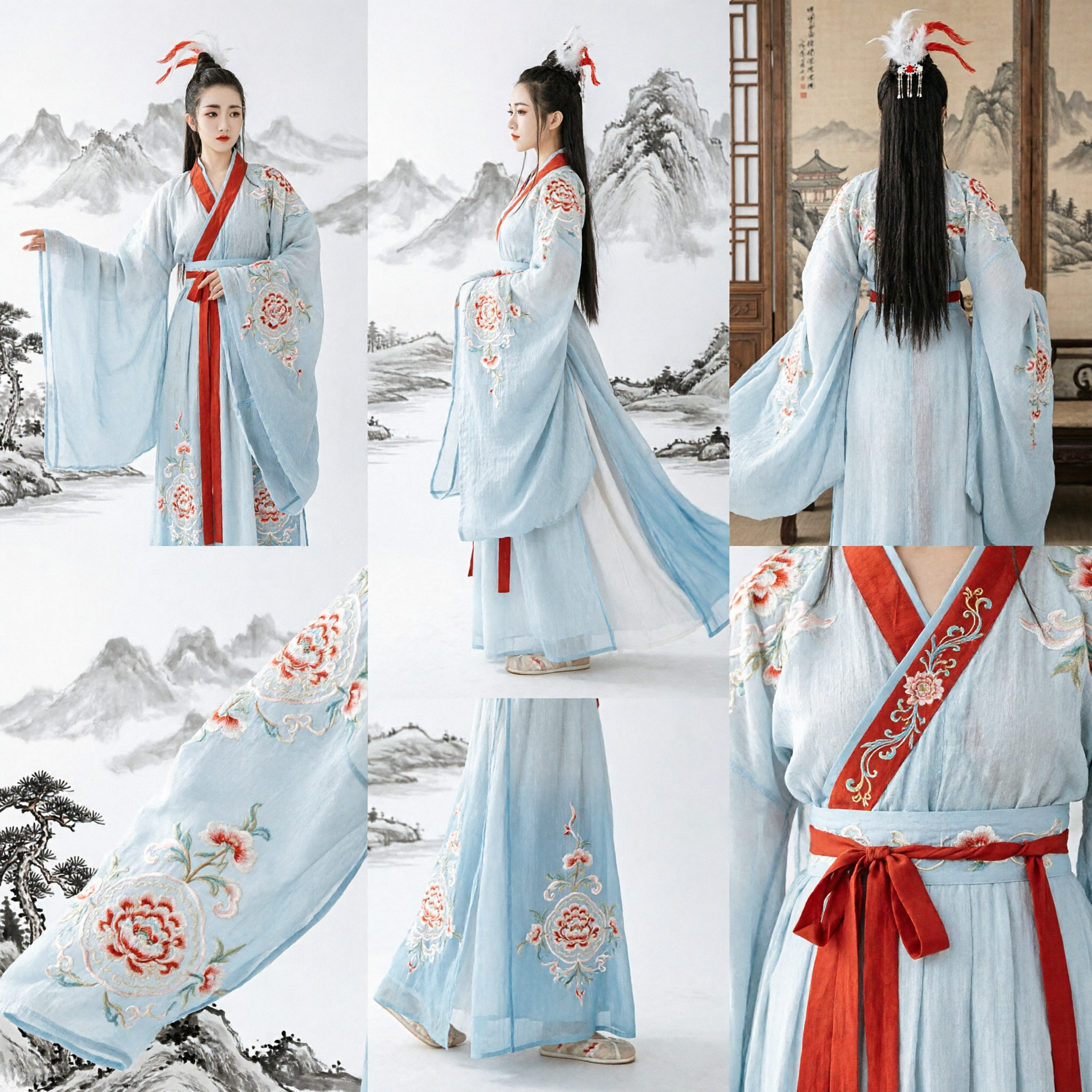 Traditional Chinese Hanfu Costume Ancient Swordswoman White Dress with Red Ribbon Women Cosplay Fairy Performance Outfit - Asian Costume