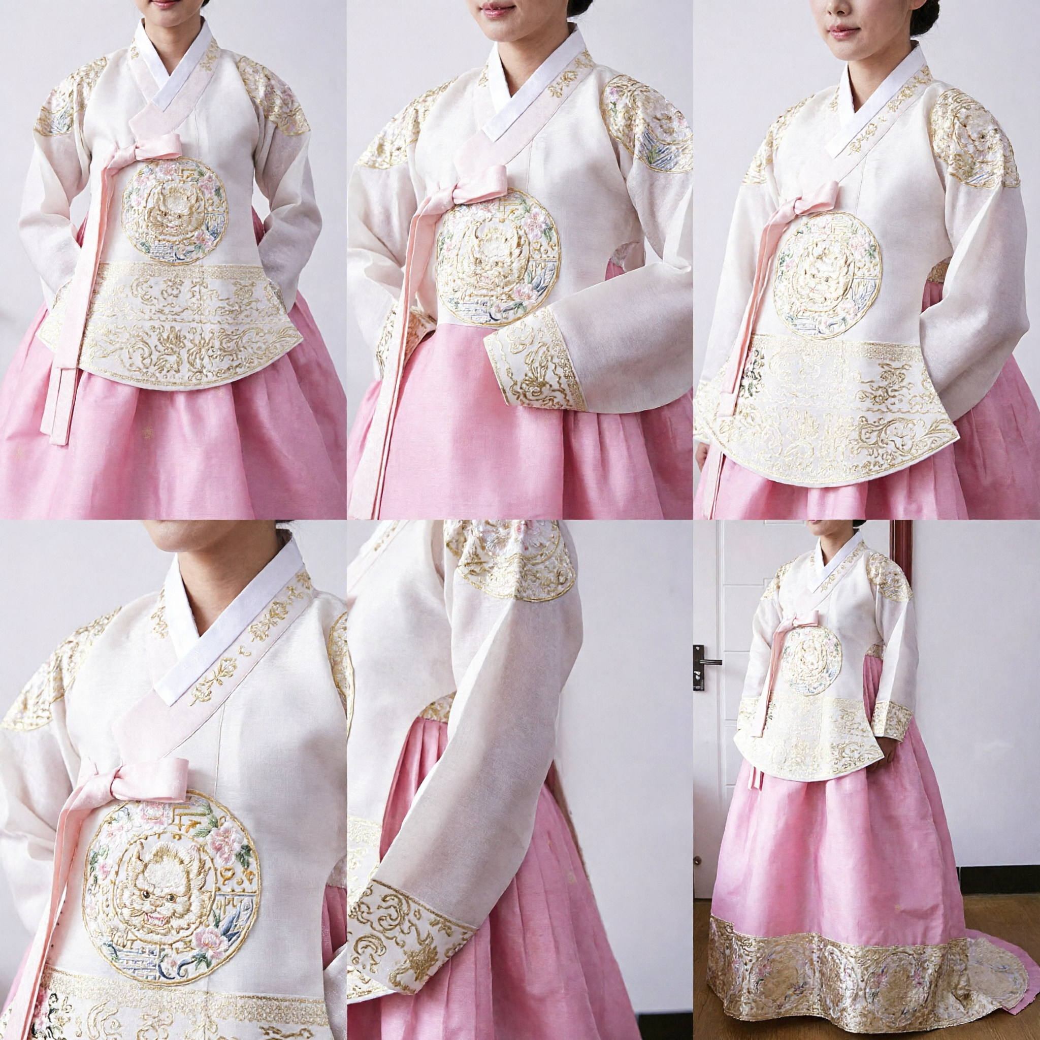 Elegant White and Pink Traditional Korean Hanbok Dress for Women Formal Wedding Ceremony - Asian Costume