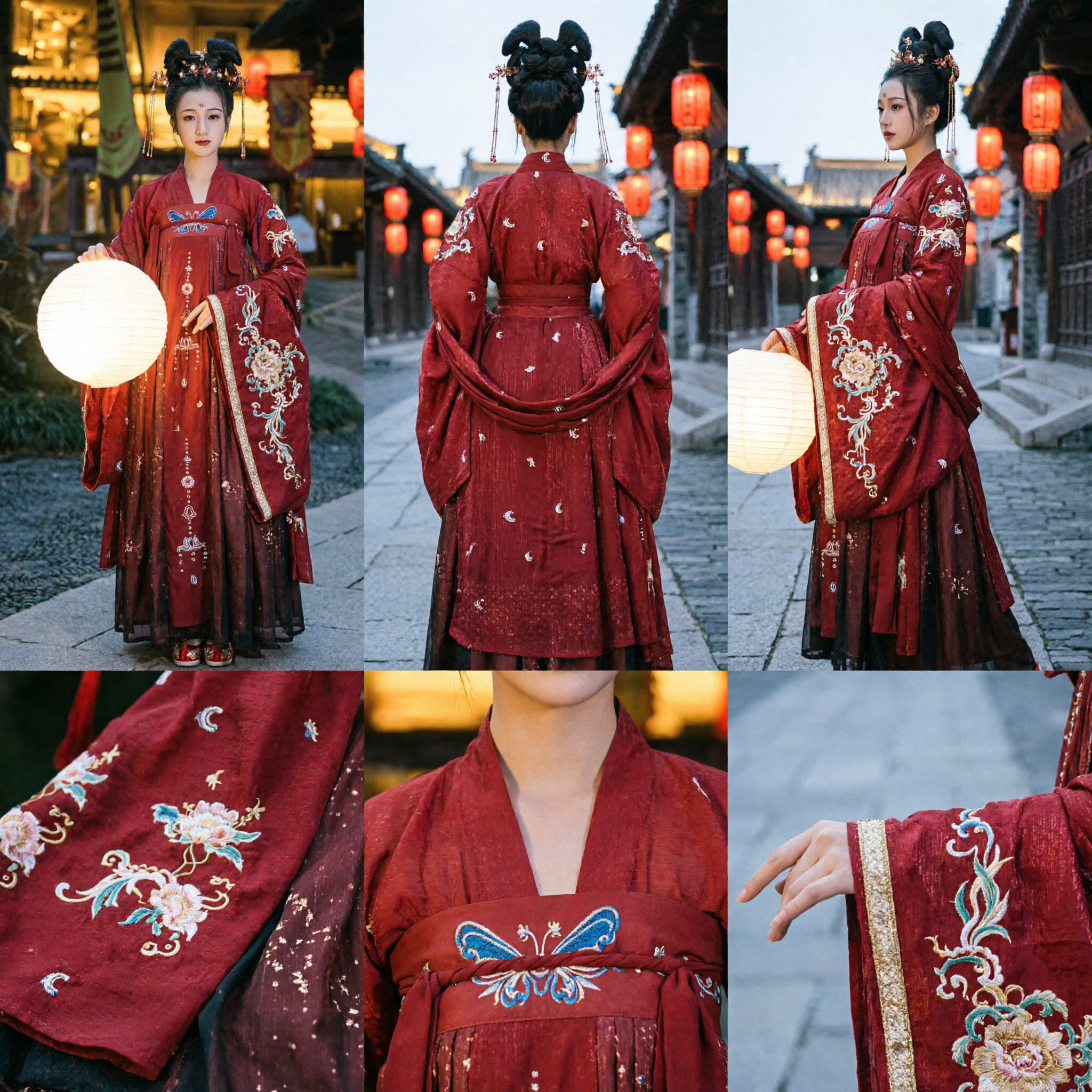 Ancient Chinese Tang Dynasty Red Hanfu Dress Traditional Embroidery Palace Lady Costume for Women Performance - Asian Costume
