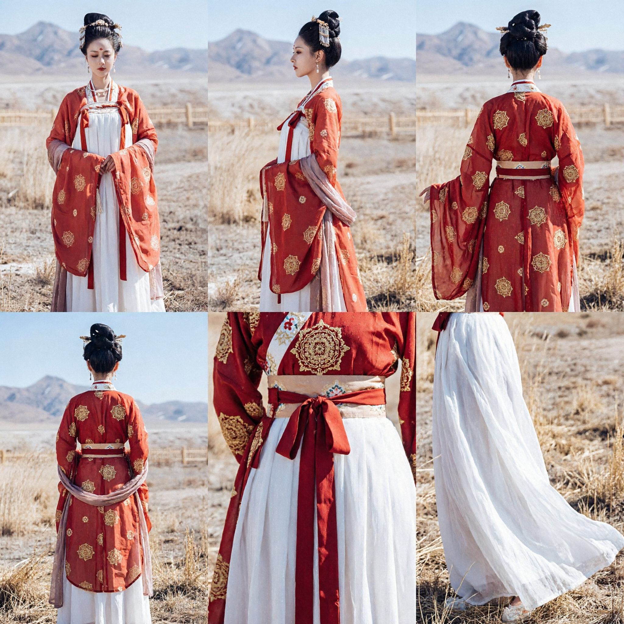 Women's Tang Dynasty Hanfu Traditional Chinese Costume Orange Red Ancient Palace Lady Dress for Photography - Asian Costume