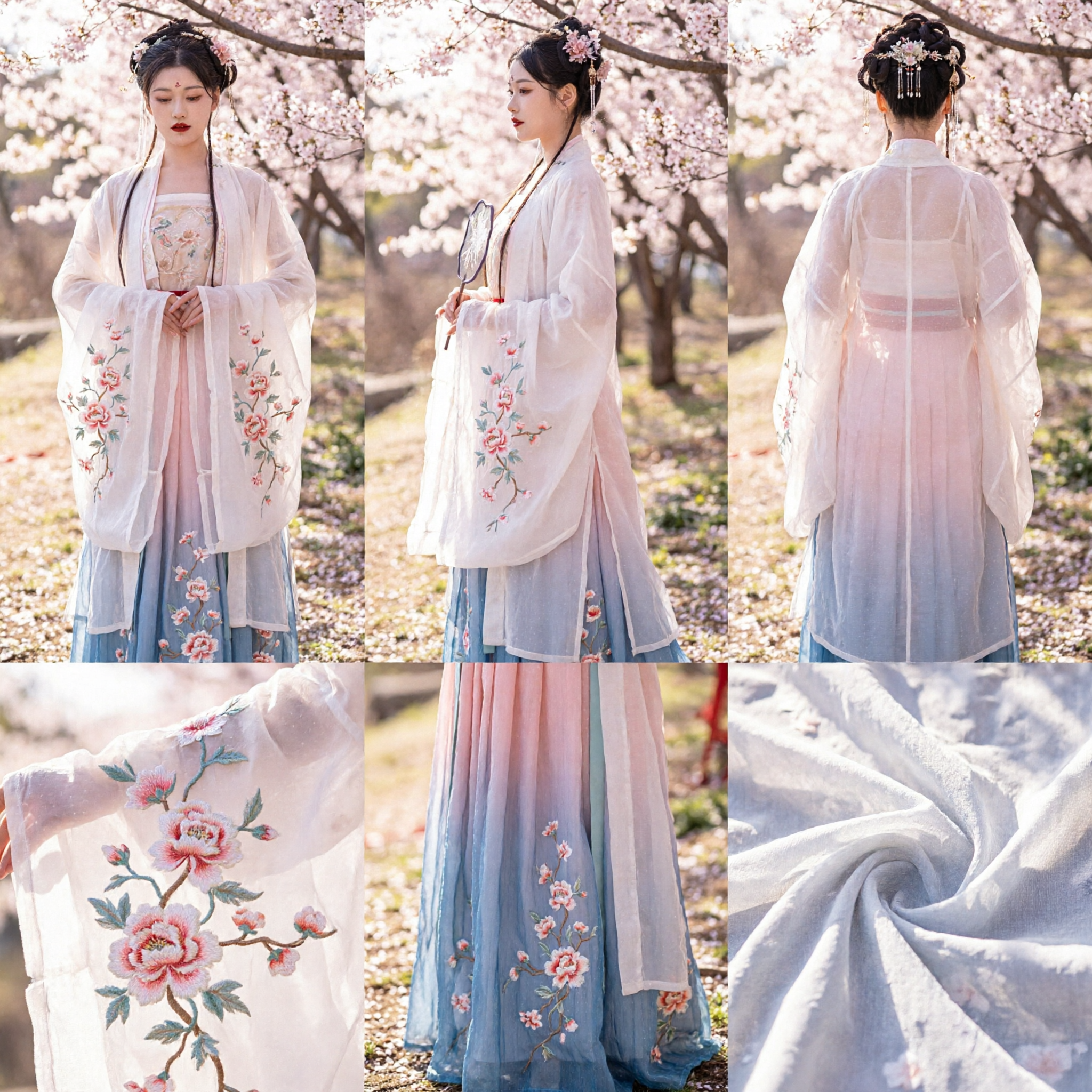 Elegant Traditional Chinese Hanfu Ancient Fairy Costume Pink Embroidered Dress with White Robe for Women Photography - Asian Costume