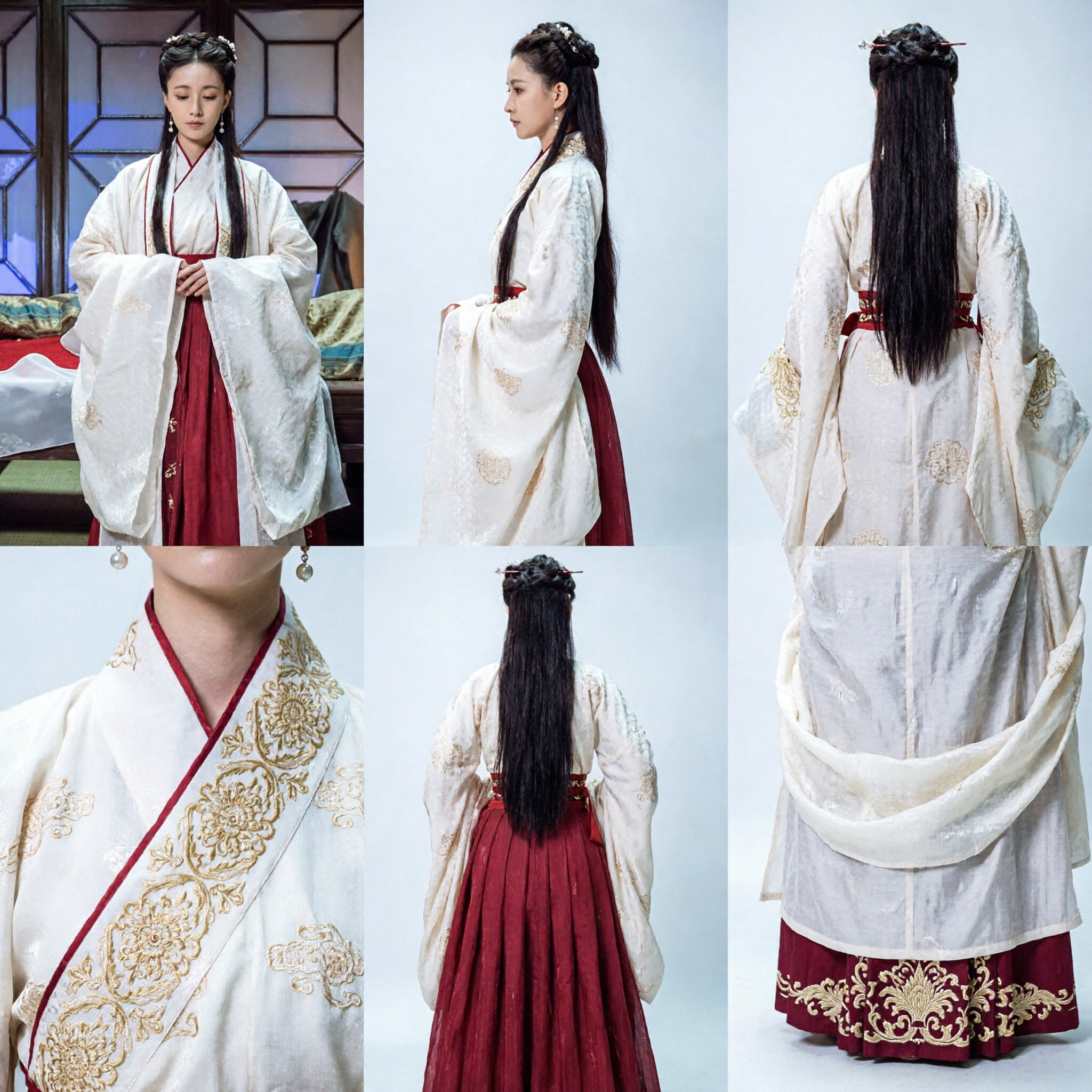 Traditional Chinese Hanfu Costume Women Ming Dynasty Ancient Clothing Red Skirt White Jacket Set for Cosplay - Asian Costume