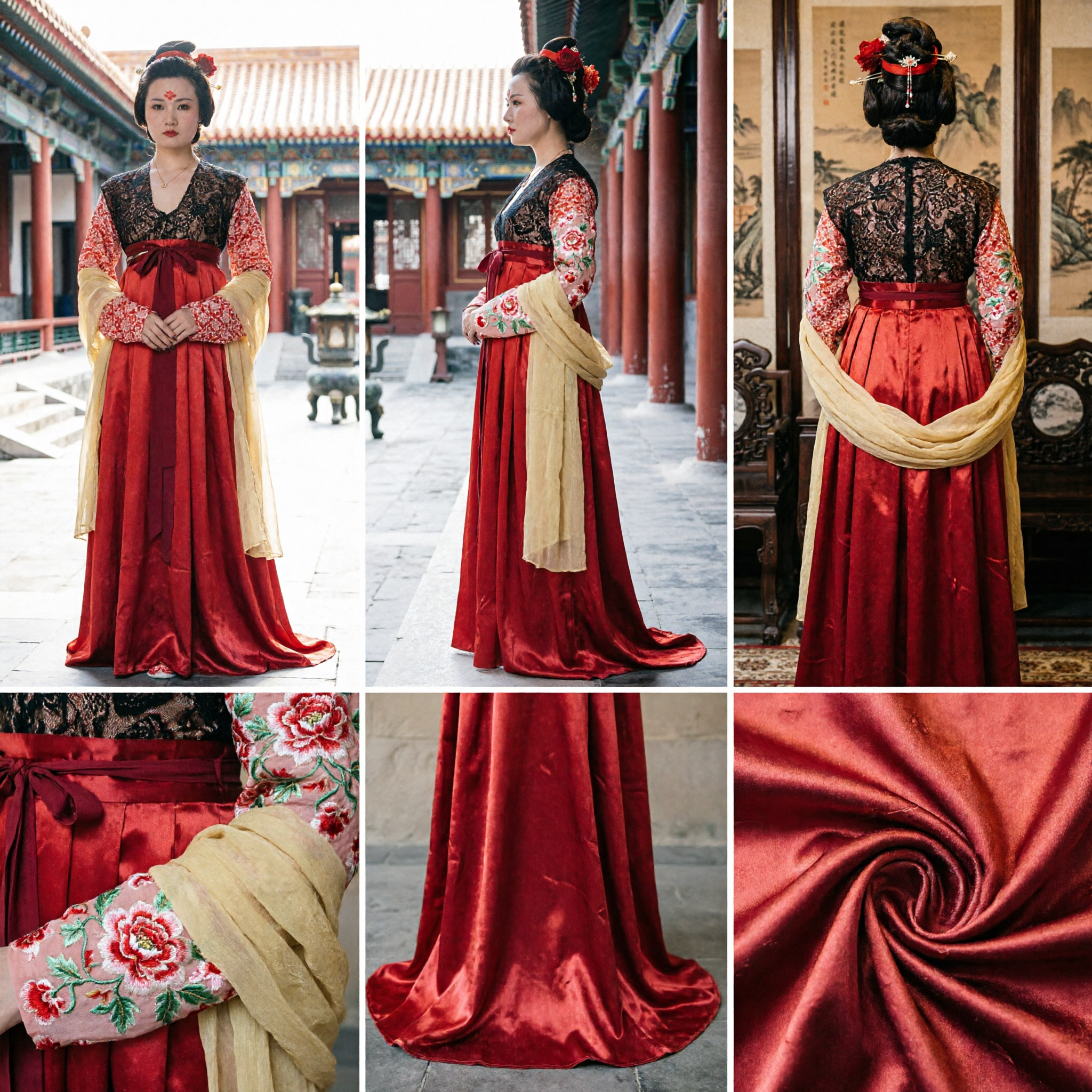 Traditional Chinese Tang Dynasty Palace Lady Costume Red Hanfu Dress Ancient Clothing for Women Performance - Asian Costume