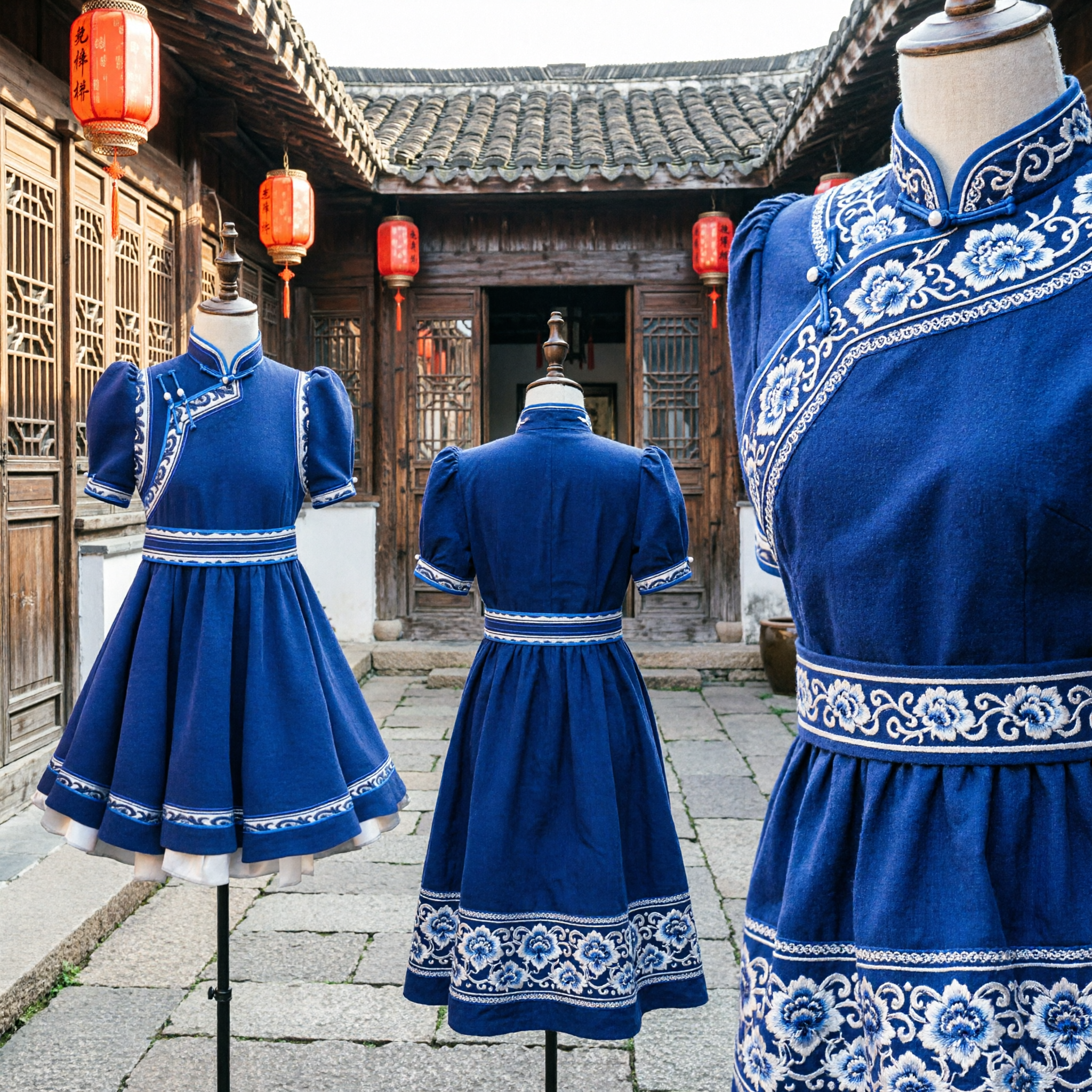 Royal Blue Chinese Mongolian Ethnic Dance Costume Traditional Stage Performance Dress for Women - Asian Costume