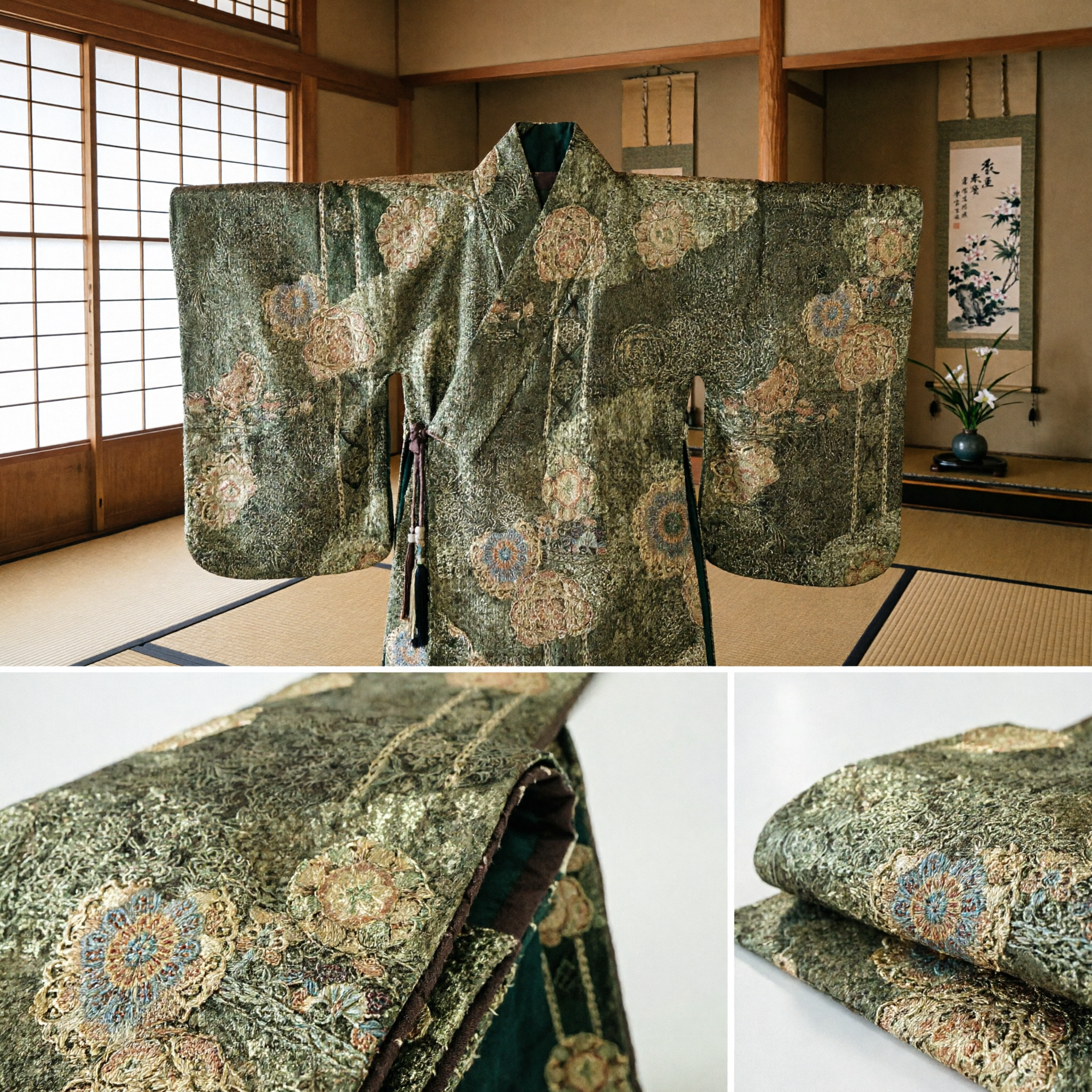 Exquisite Dark Green Chinese Brocade Waist Sash Belt for Hanfu Tang Suit Traditional Costume Accessory - Asian Costume