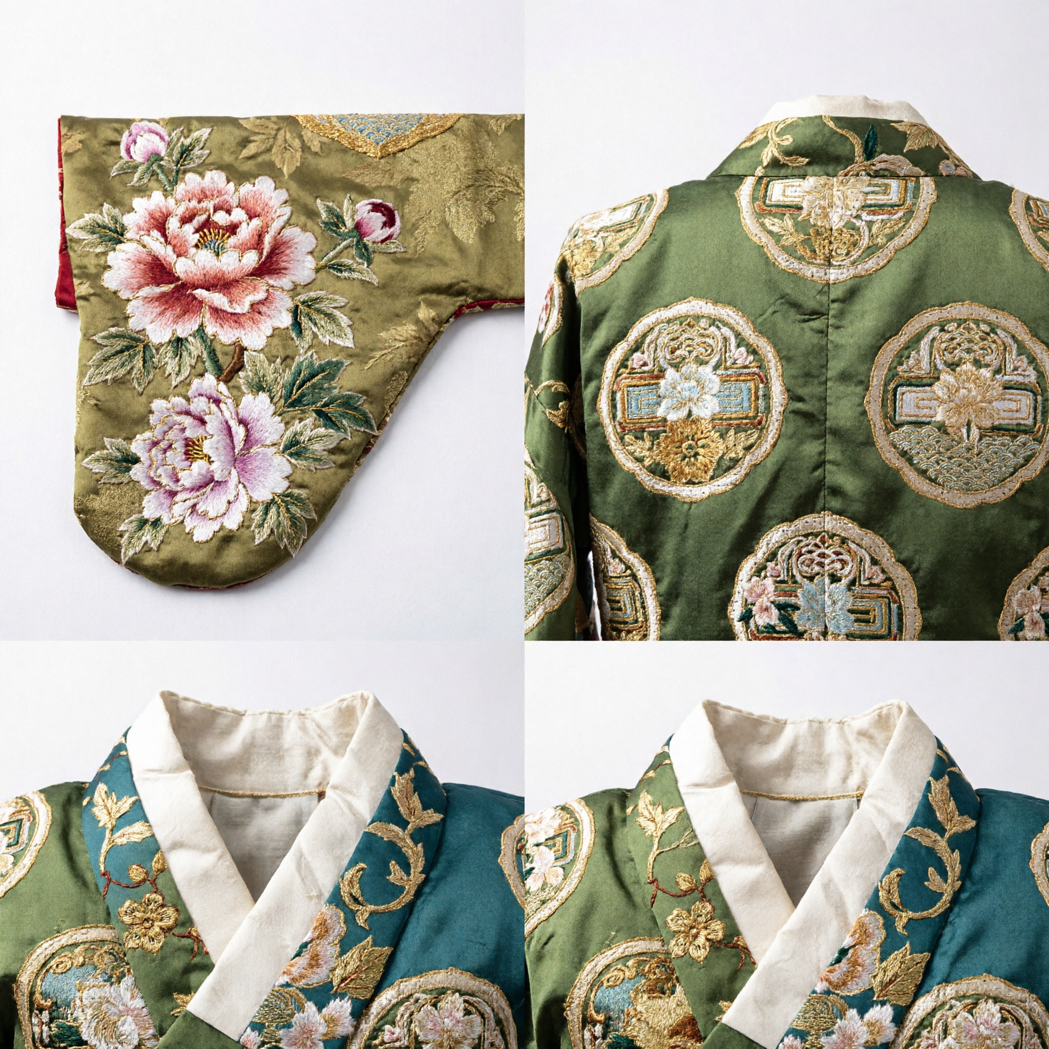 Traditional Asian Gold Brocade Fabric Roll with Floral Fan Pattern for Kimono Hanfu Costume Making - Asian Costume