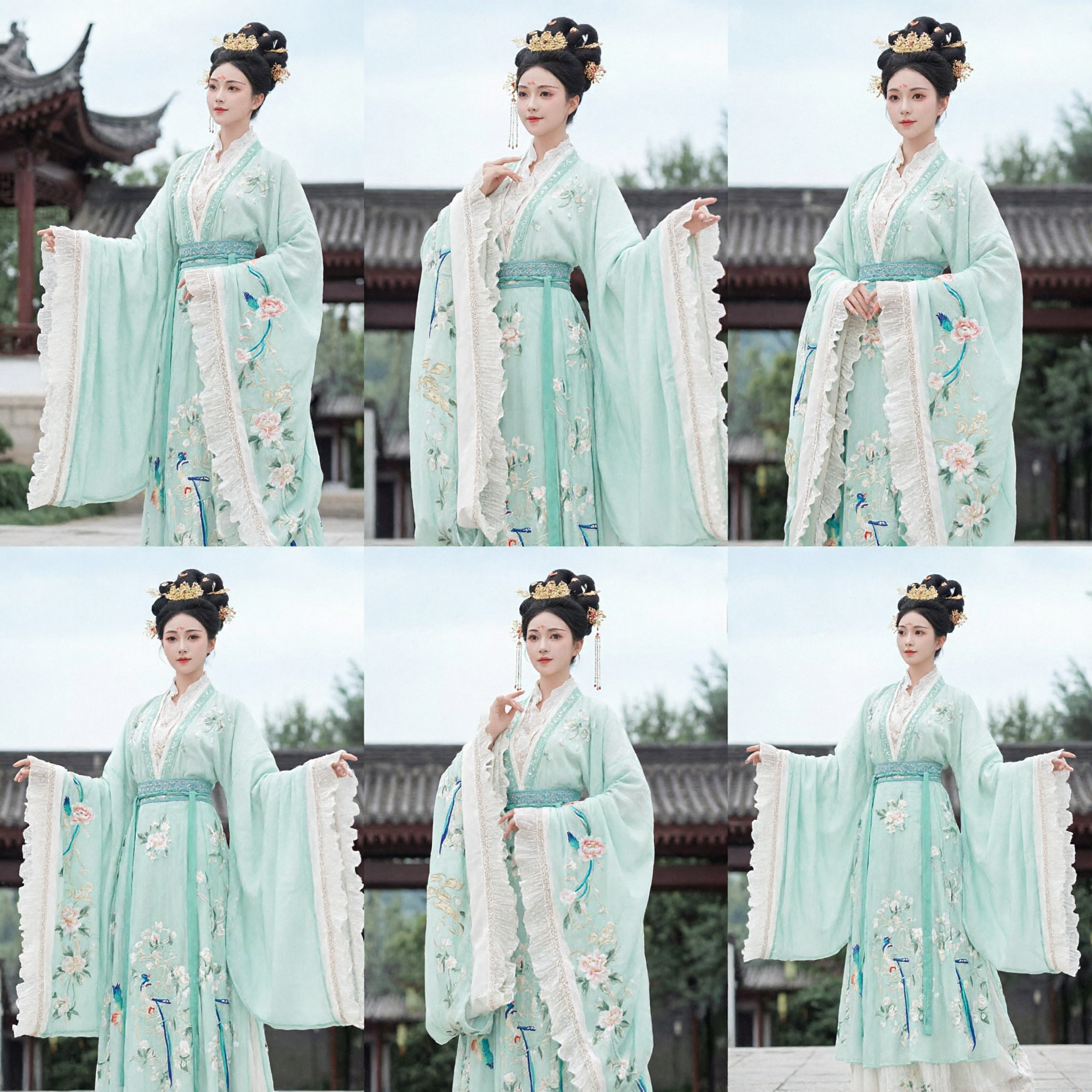 Traditional Chinese Hanfu Green Embroidered Ancient Costume Song Dynasty Style Elegant Dress for Women Performance - Asian Costume