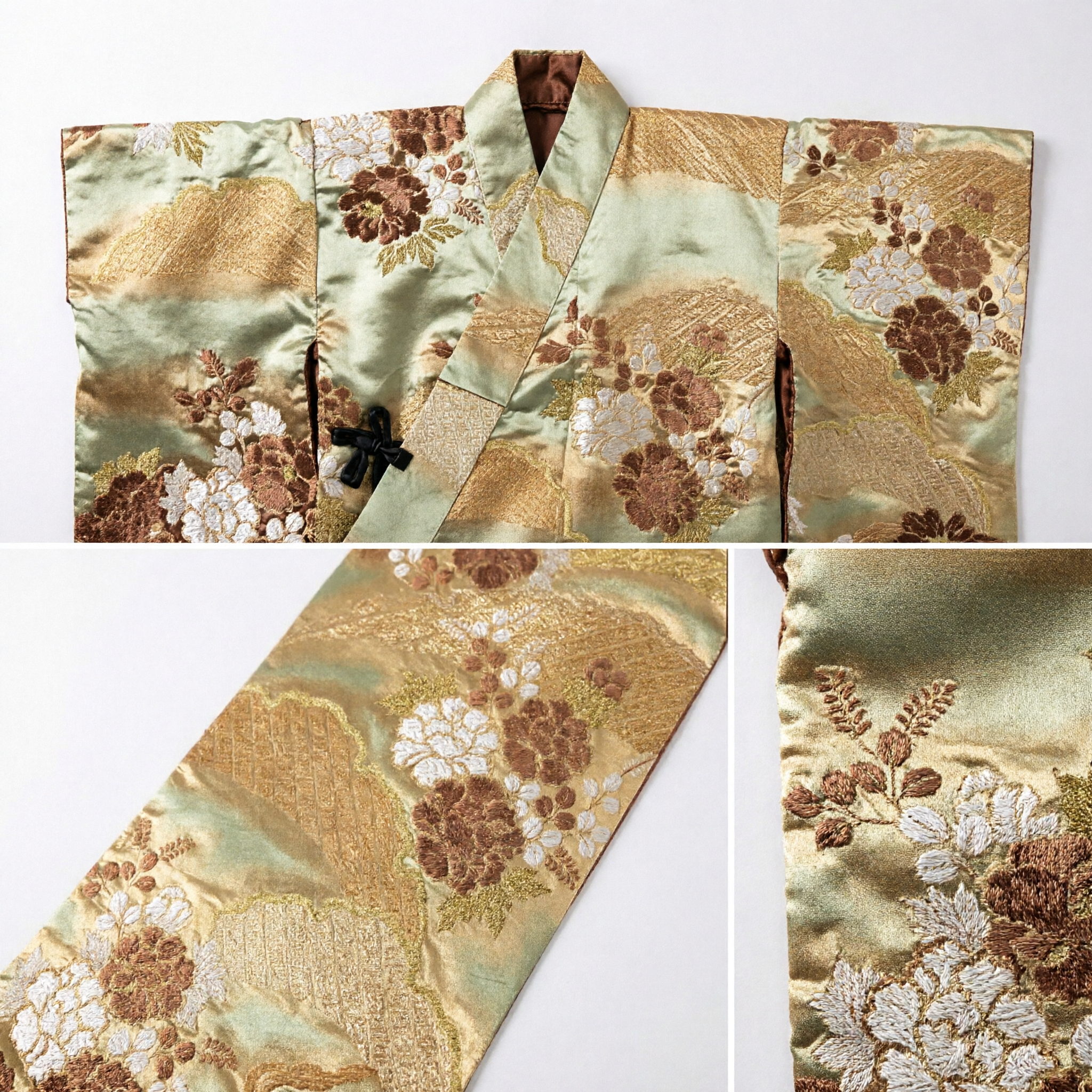 Traditional Chinese Gold Silk Brocade Fabric with Floral Pattern for Hanfu and Qipao Costume Making - Asian Costume