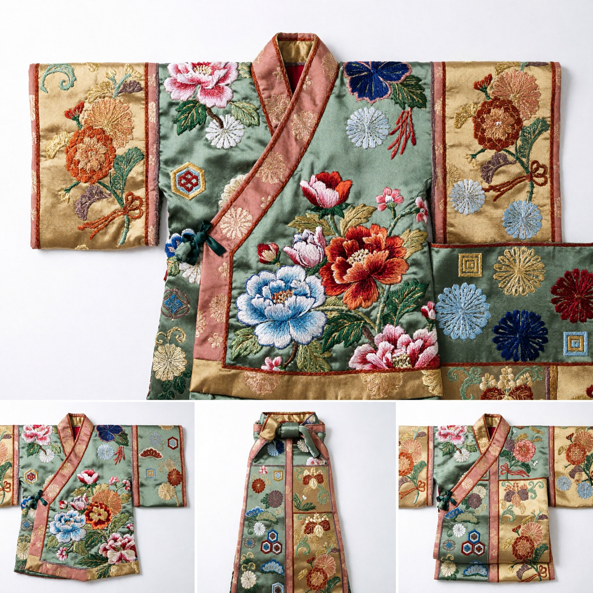 Traditional Chinese Brocade Sash Belt with Floral and Geometric Patterns for Women Hanfu Costume Accessories - Asian Costume