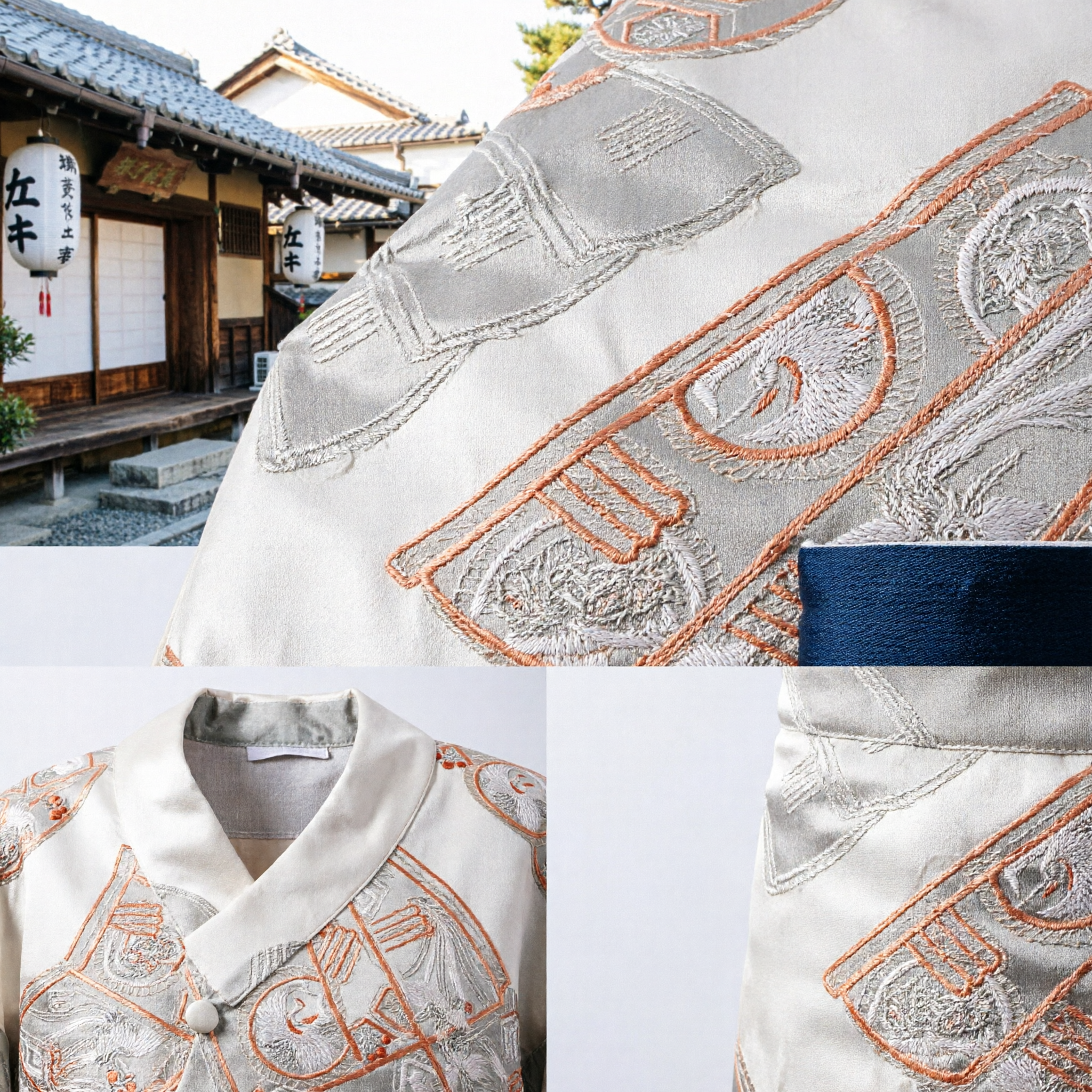 Traditional Chinese Silk Brocade Fabric with Fan Motif for Hanfu Qipao Costume Making Material - Asian Costume