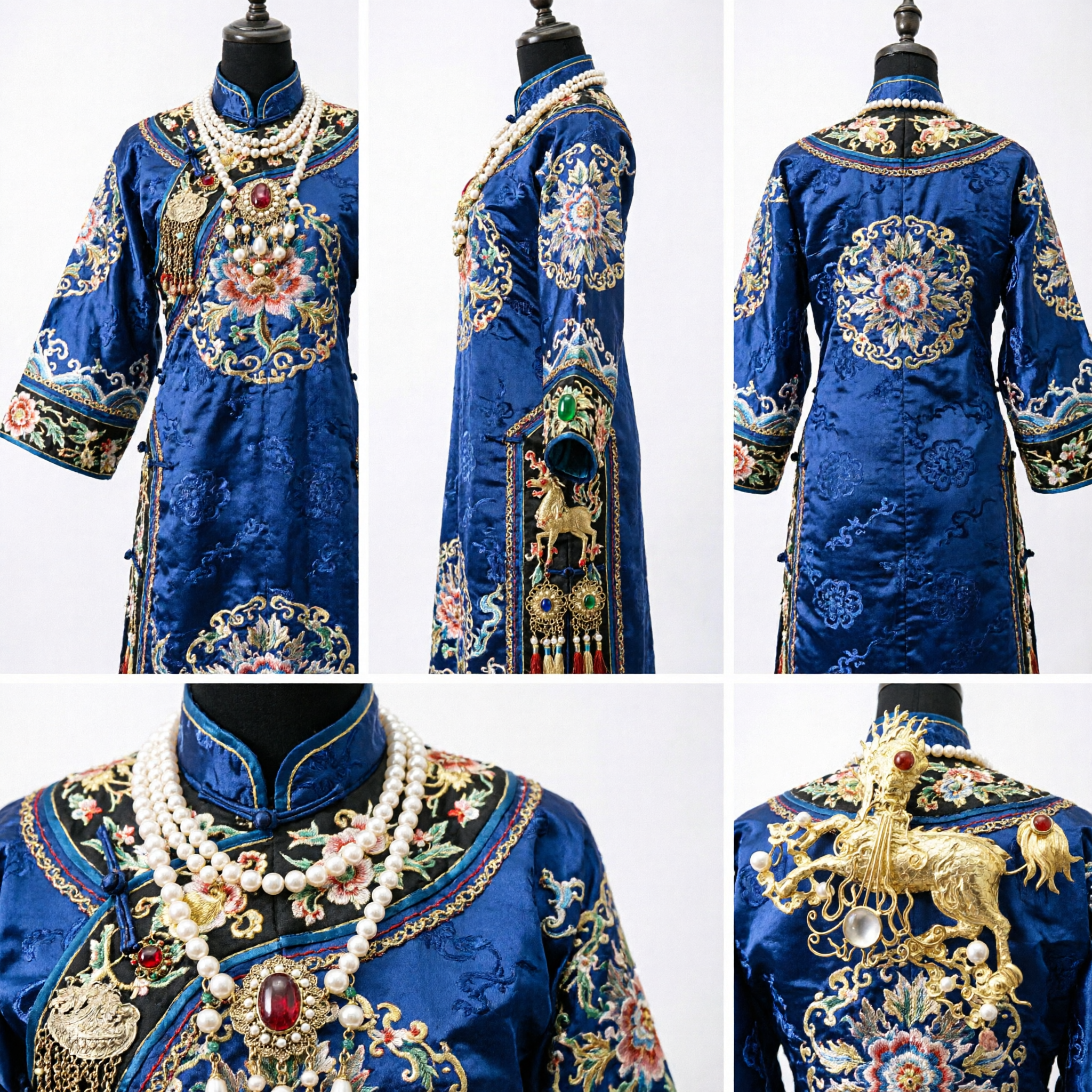 Fermaglio Qilin Dorato Tradizionale Cinese con Perle per Donne Gioiello Accessorio per Costume da Sposa Hanfu - Asian Costume