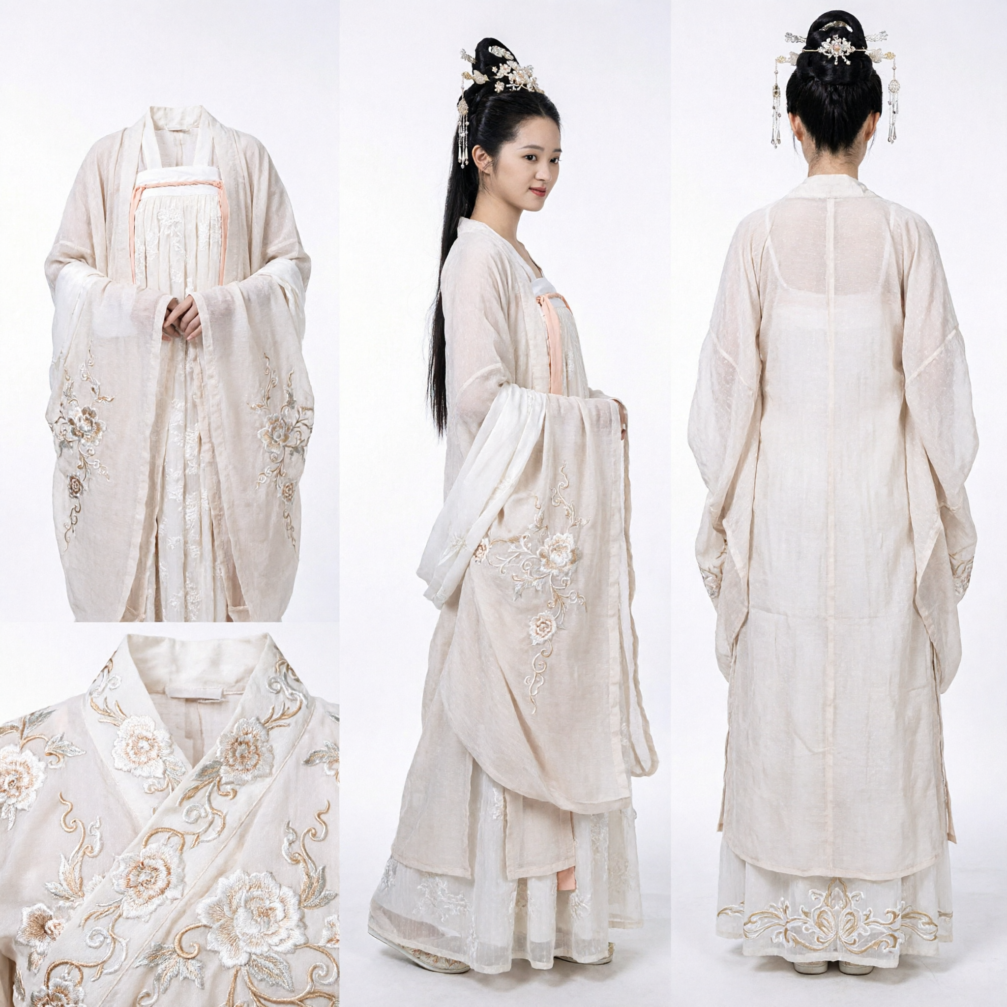 Traditional Chinese Hanfu Costume Ancient Tang Dynasty Princess White Fairy Dress for Women Historical Cosplay - Asian Costume