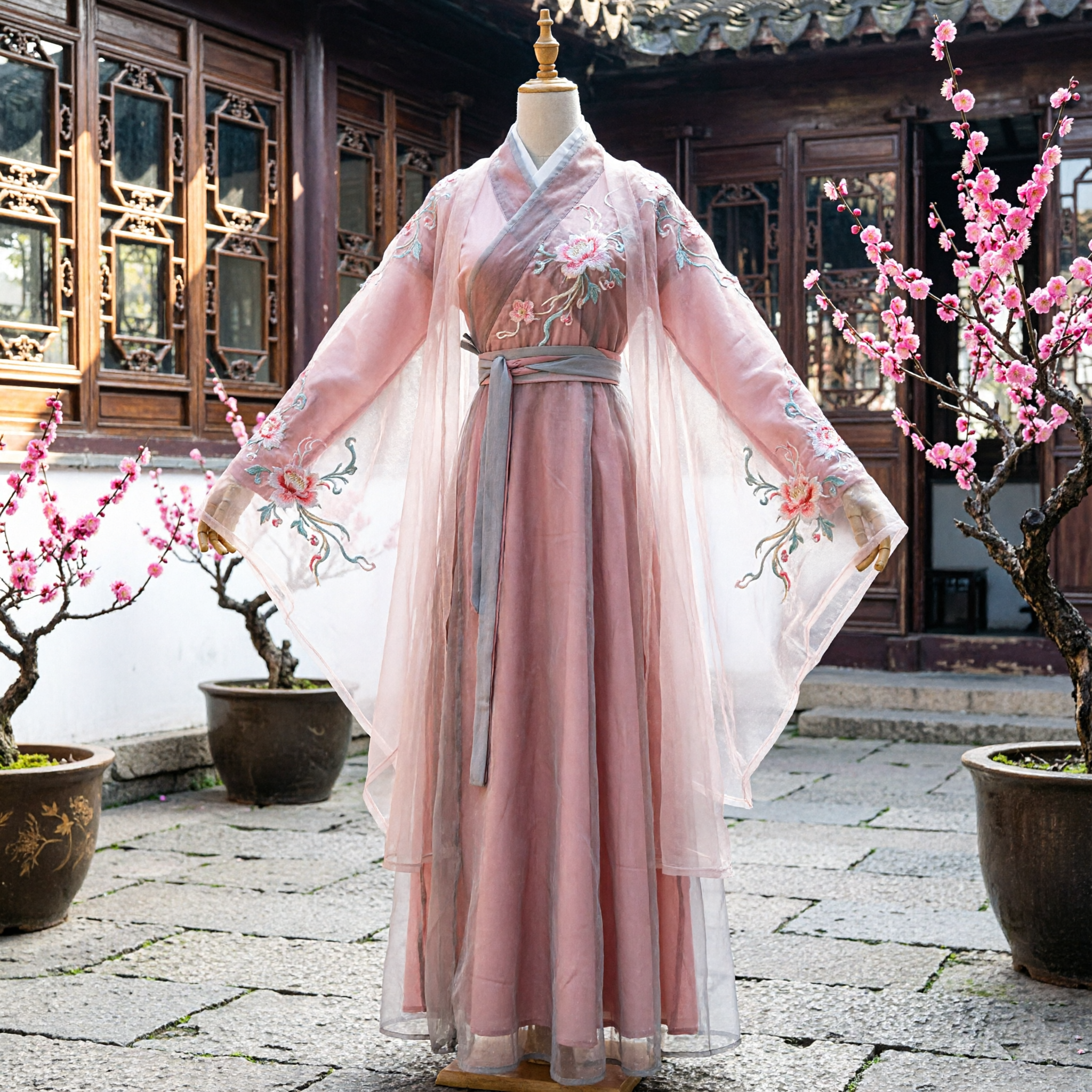 Elegant Pink Chinese Hanfu Traditional Ancient Costume Jin Dynasty Style Fairy Dress for Women - Asian Costume