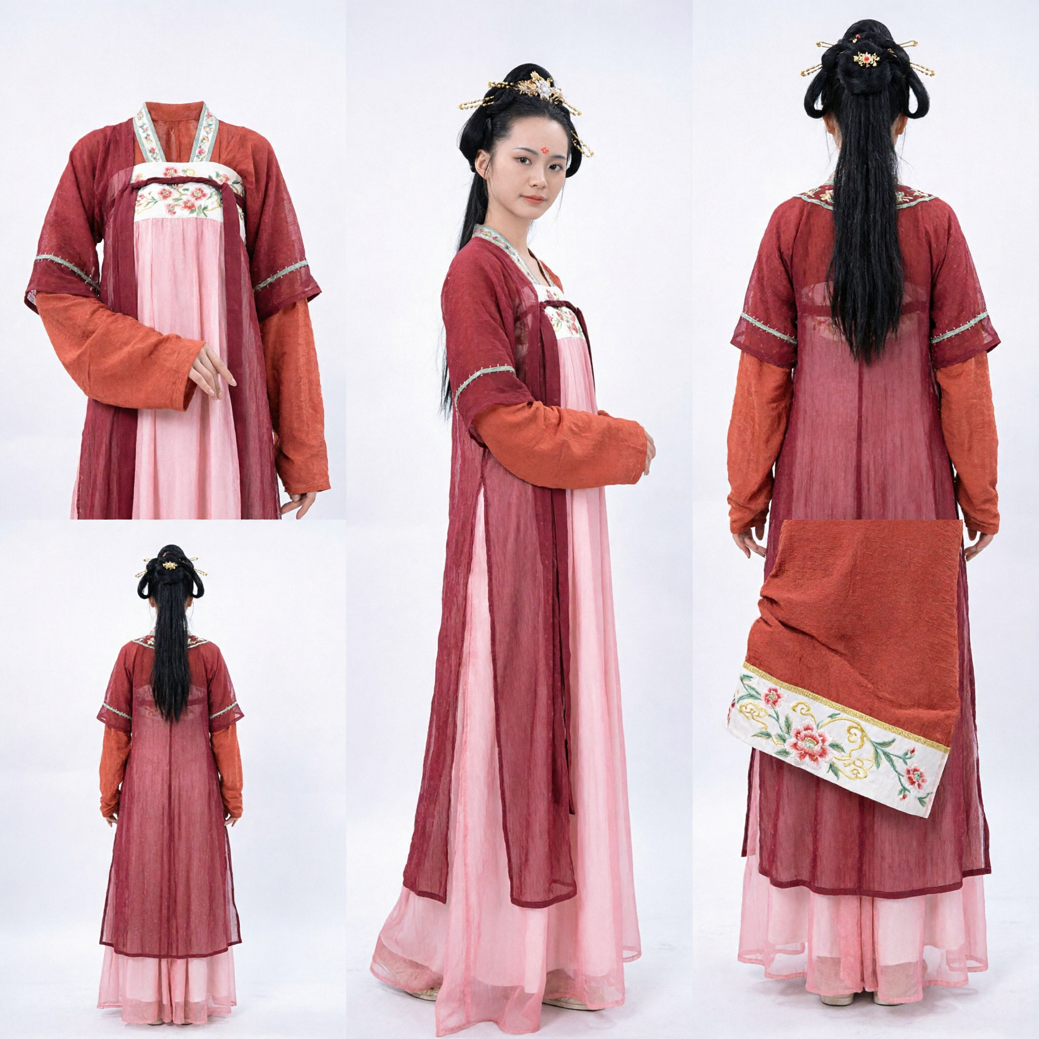 Chinese Traditional Hanfu Tang Dynasty Palace Lady Costume Pink Ancient Princess Dress for Women - Asian Costume