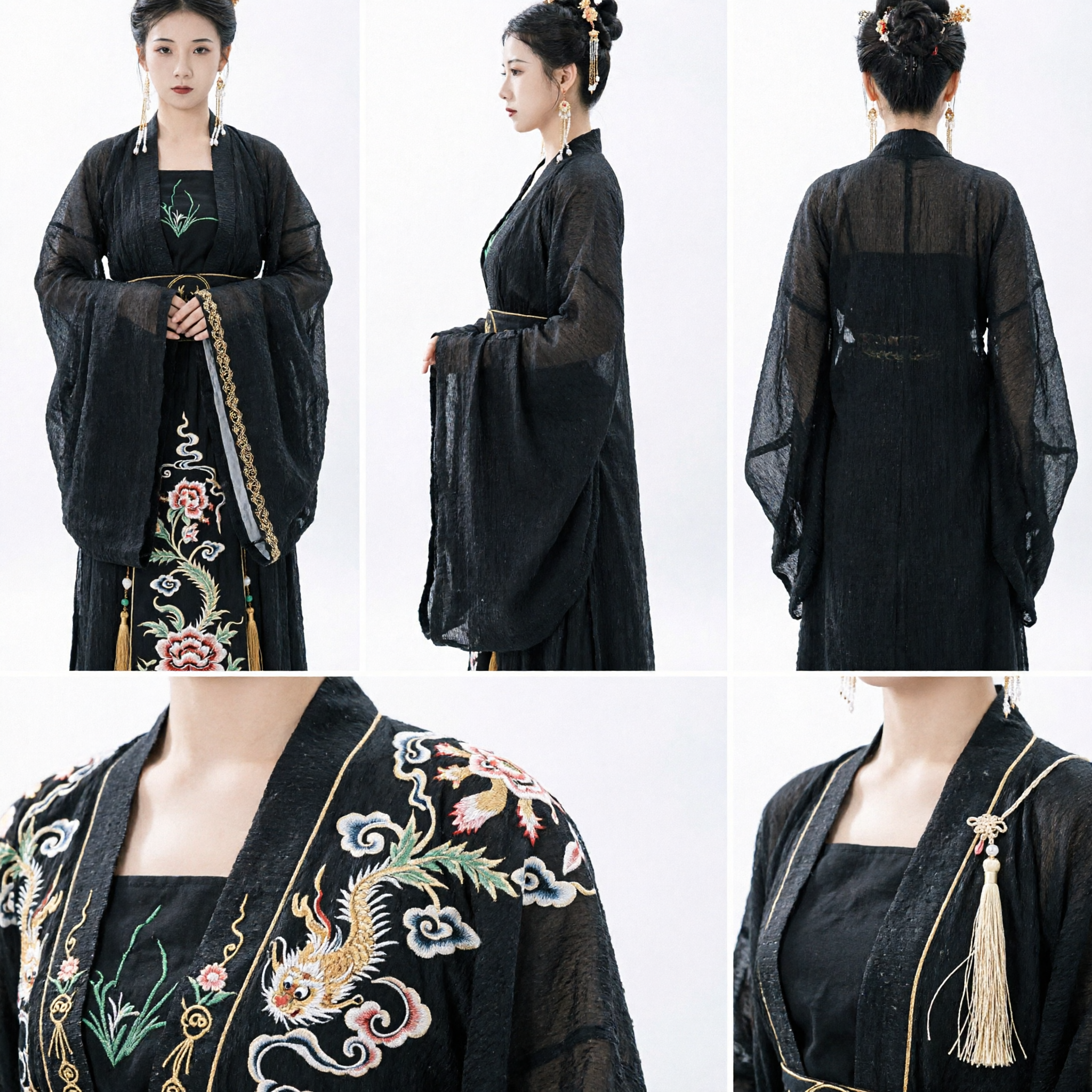 Traditional Chinese Black Wuxia Swordswoman Veil Cloak Hanfu Costume for Women Ancient Drama Cosplay - Asian Costume