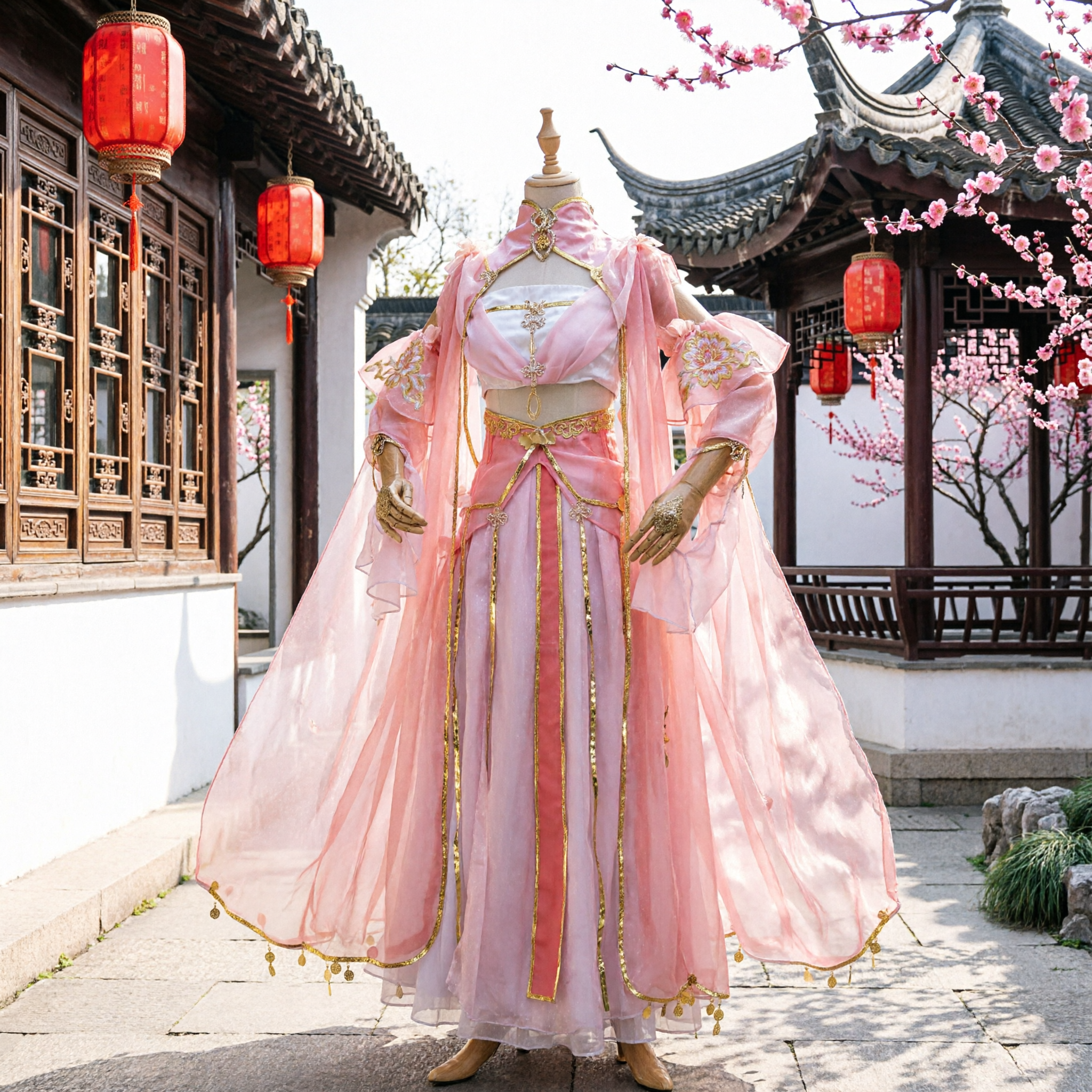 Elegant Pink Ancient Chinese Fairy Hanfu Costume Traditional Princess Dress for Women Cosplay - Asian Costume