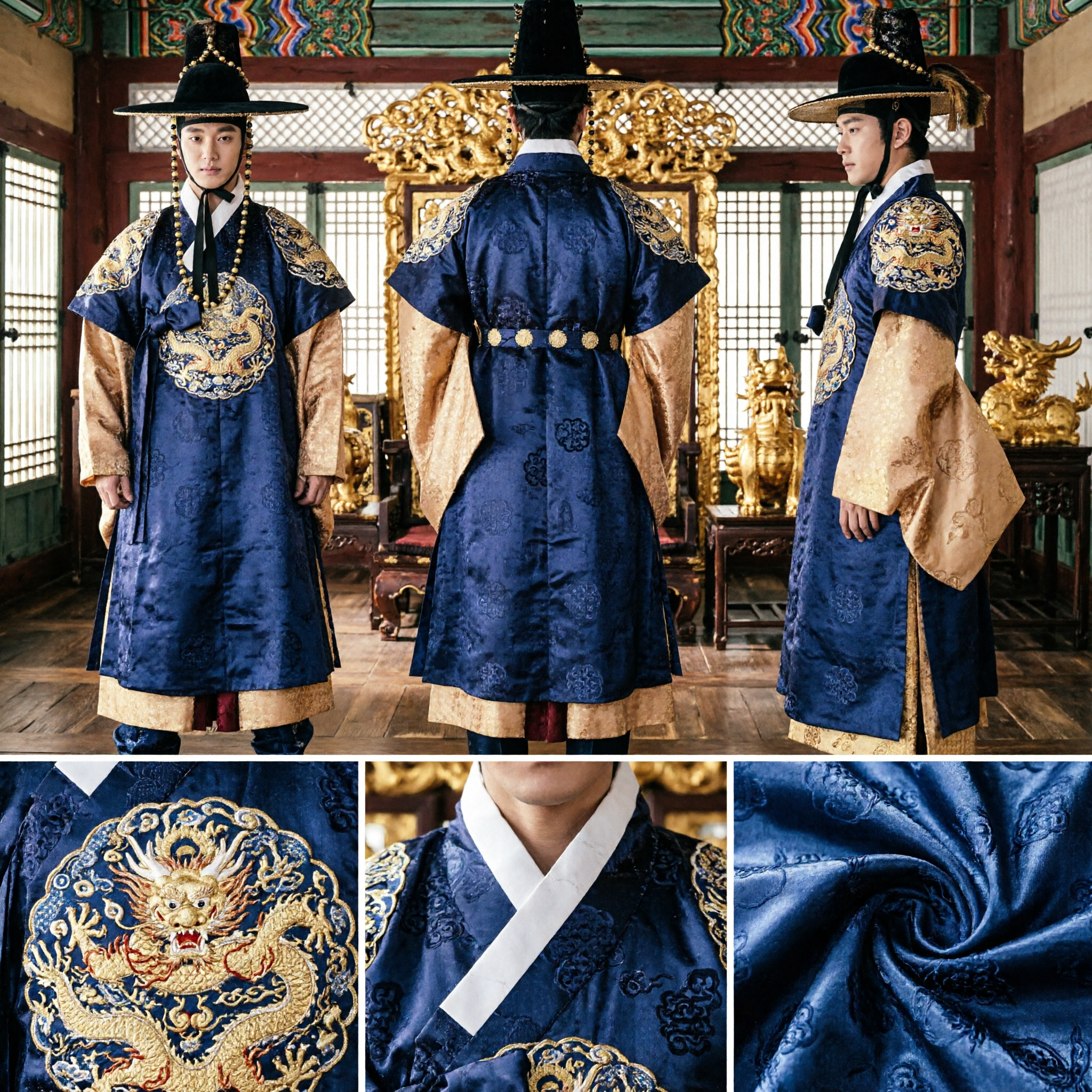 Men's Traditional Korean King Hanbok Costume Joseon Dynasty Dragon Robe for Historical Drama and Performance - Asian Costume