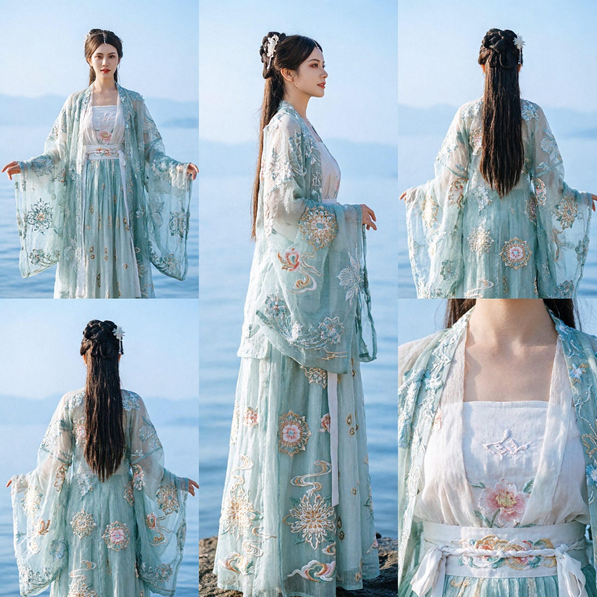 Traditional Chinese Hanfu Costume Ancient Style Green Embroidered Fairy Dress for Women Historical Cosplay Photography - Asian Costume