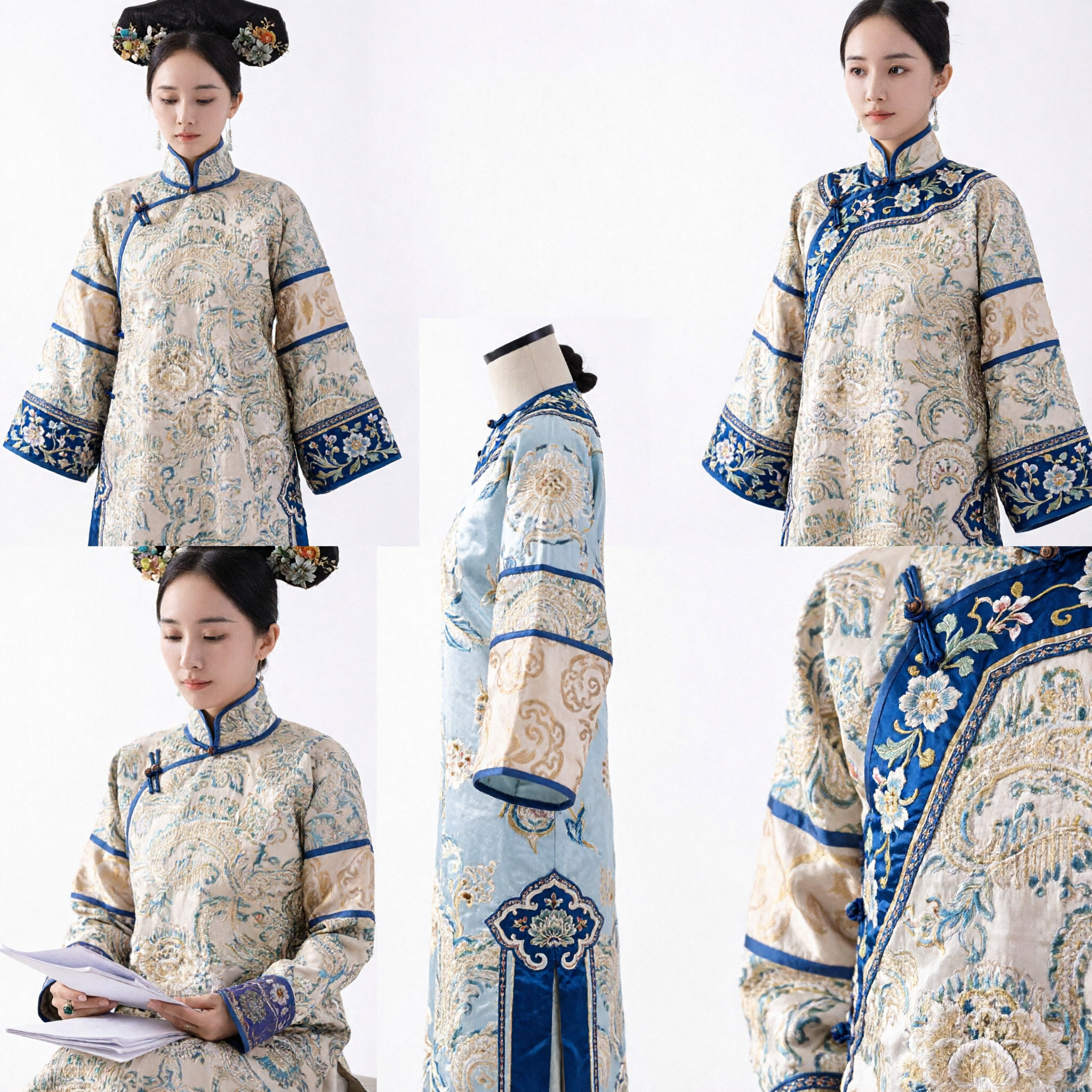 Traditional Chinese Qing Dynasty Empress Costume Manchu Embroidered Robe and Headdress Set for Women Cosplay - Asian Costume