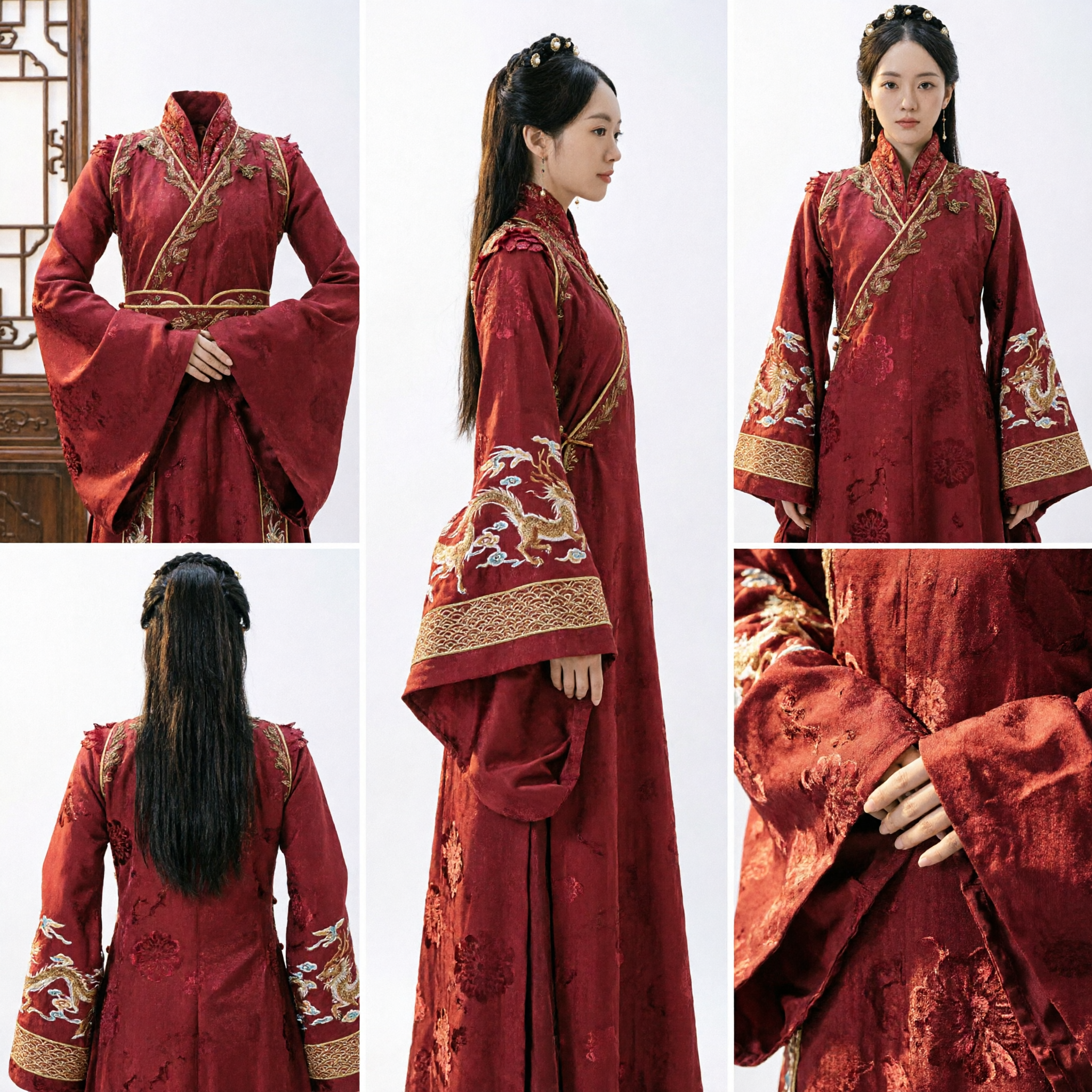 Traditional Chinese Red Hanfu Dress Women Ancient Embroidered Robe for Wedding Ceremony and Historical Cosplay - Asian Costume