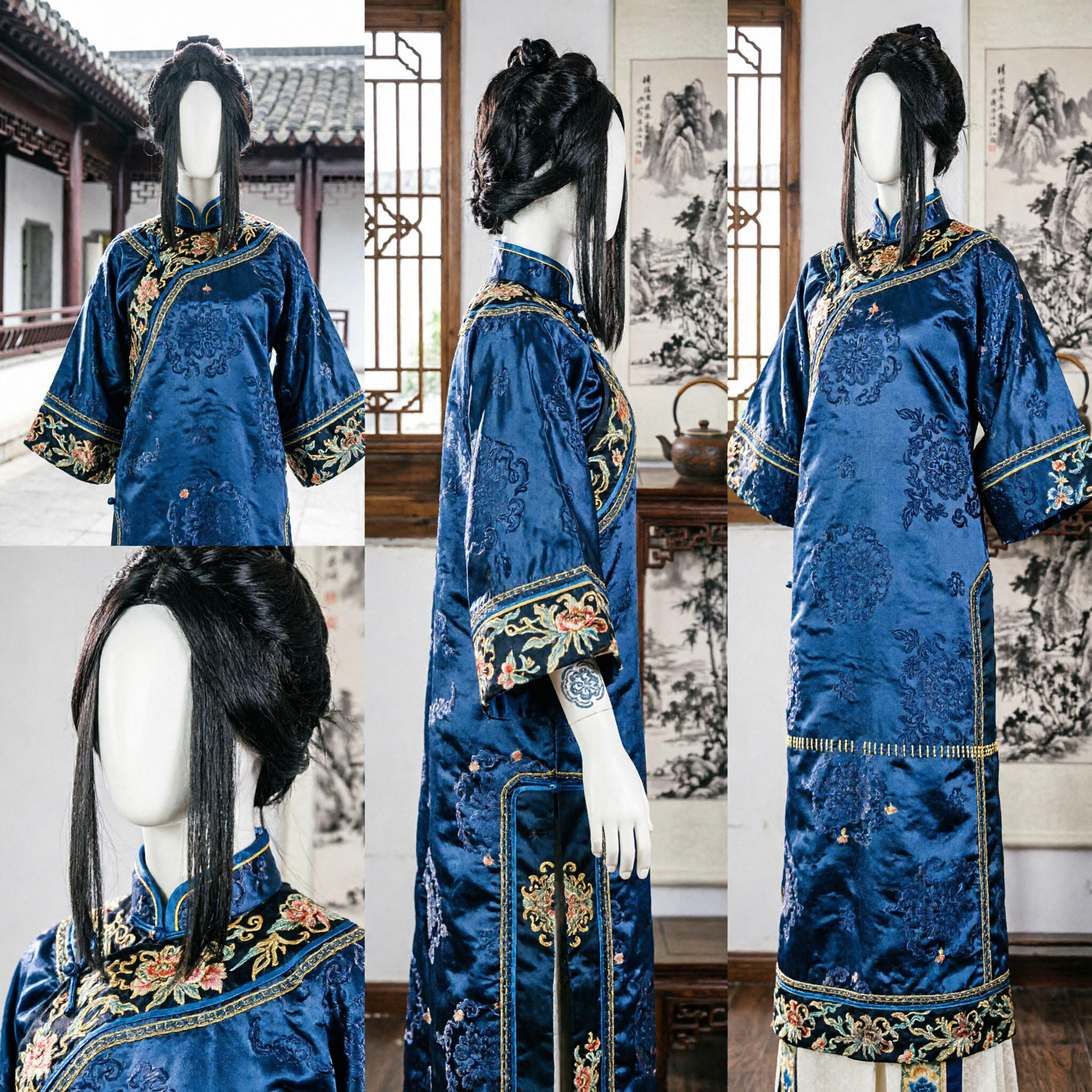 Traditional Ancient Chinese Black Wig for Hanfu Cosplay Wuxia Xianxia Drama Costume Hairpiece for Women - Asian Costume