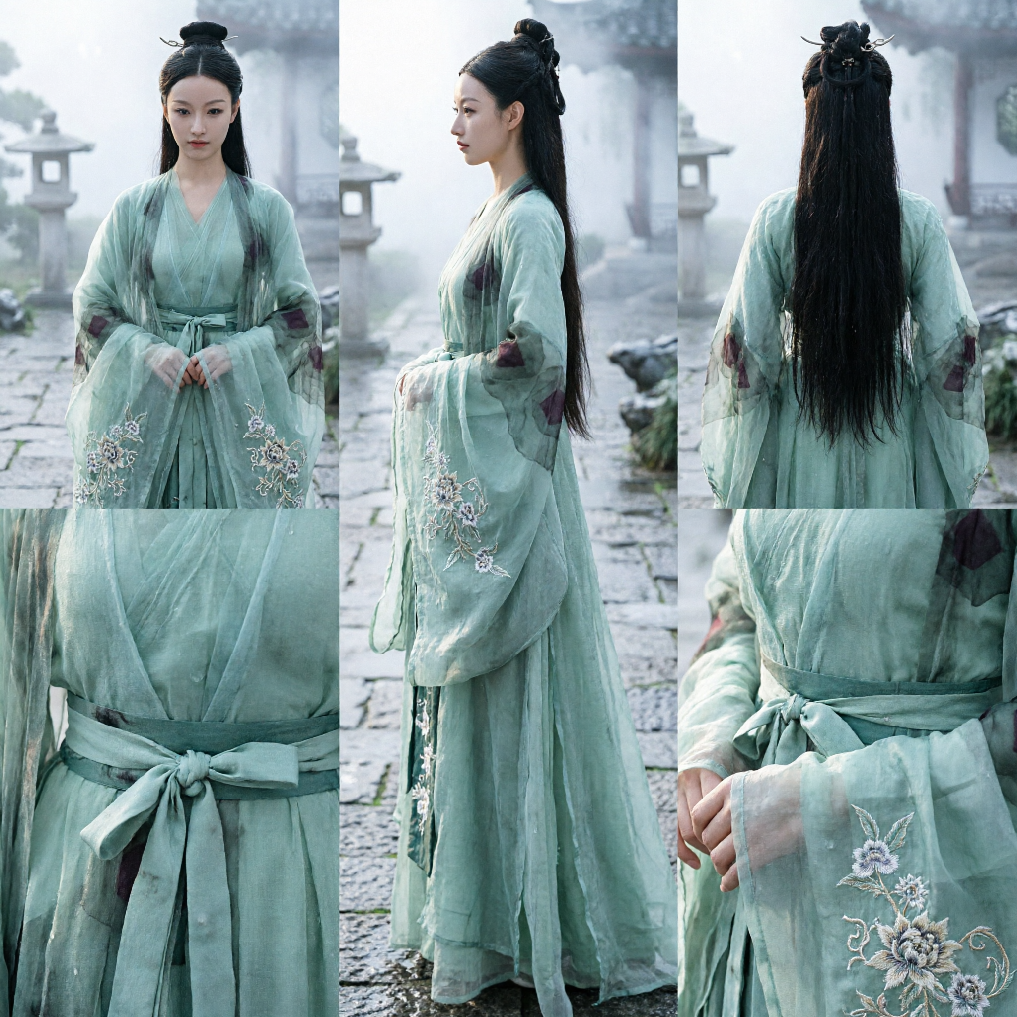Elegant Green Ancient Chinese Hanfu Costume Women's Xianxia Fairy Dress for Cosplay Photography and Performance - Asian Costume