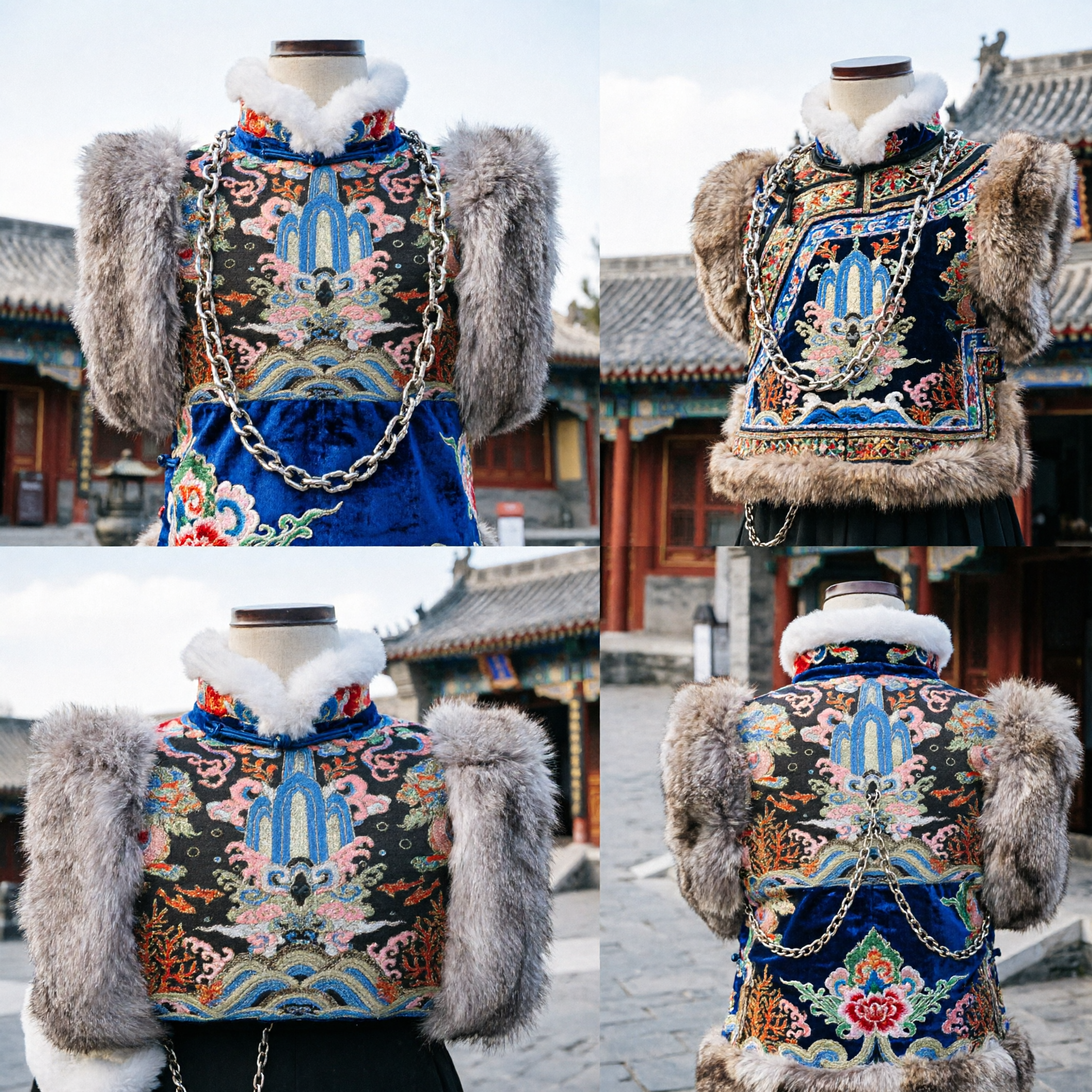 Scaldamano di Pelliccia Ricamato Tradizionale Cinese per Accessori Costume Invernale Hanfu Donne - Asian Costume