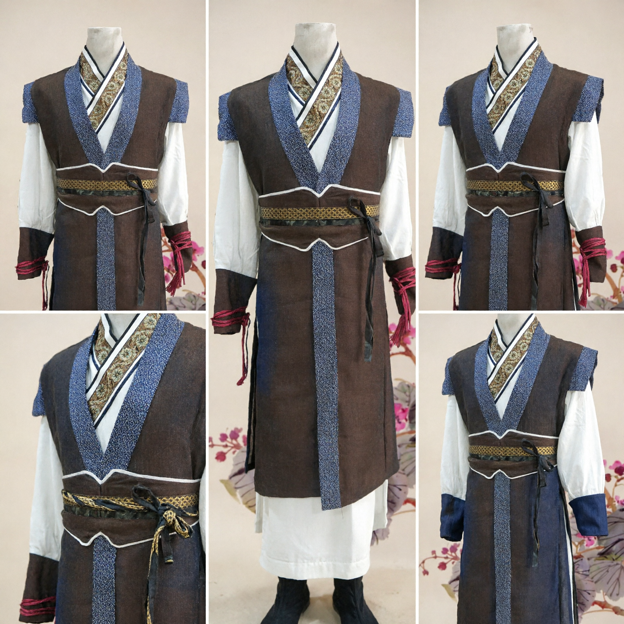 Men's Traditional Chinese Ancient Warrior Costume Hanfu Wuxia Swordsman Clothing for Cosplay and Stage Performance - Asian Costume