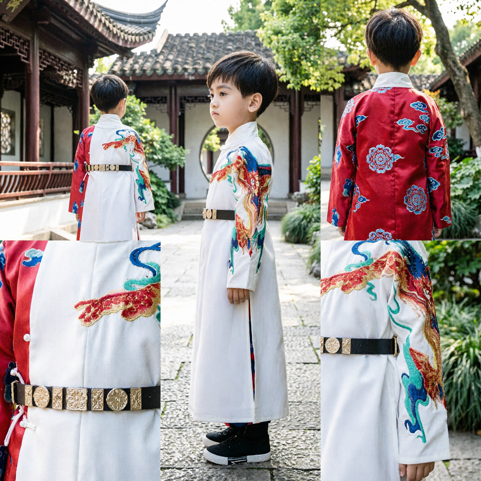 Kids Ancient Chinese Prince Costume Boys Dragon Embroidery Robe Hanfu Traditional Clothing for Performance - Asian Costume