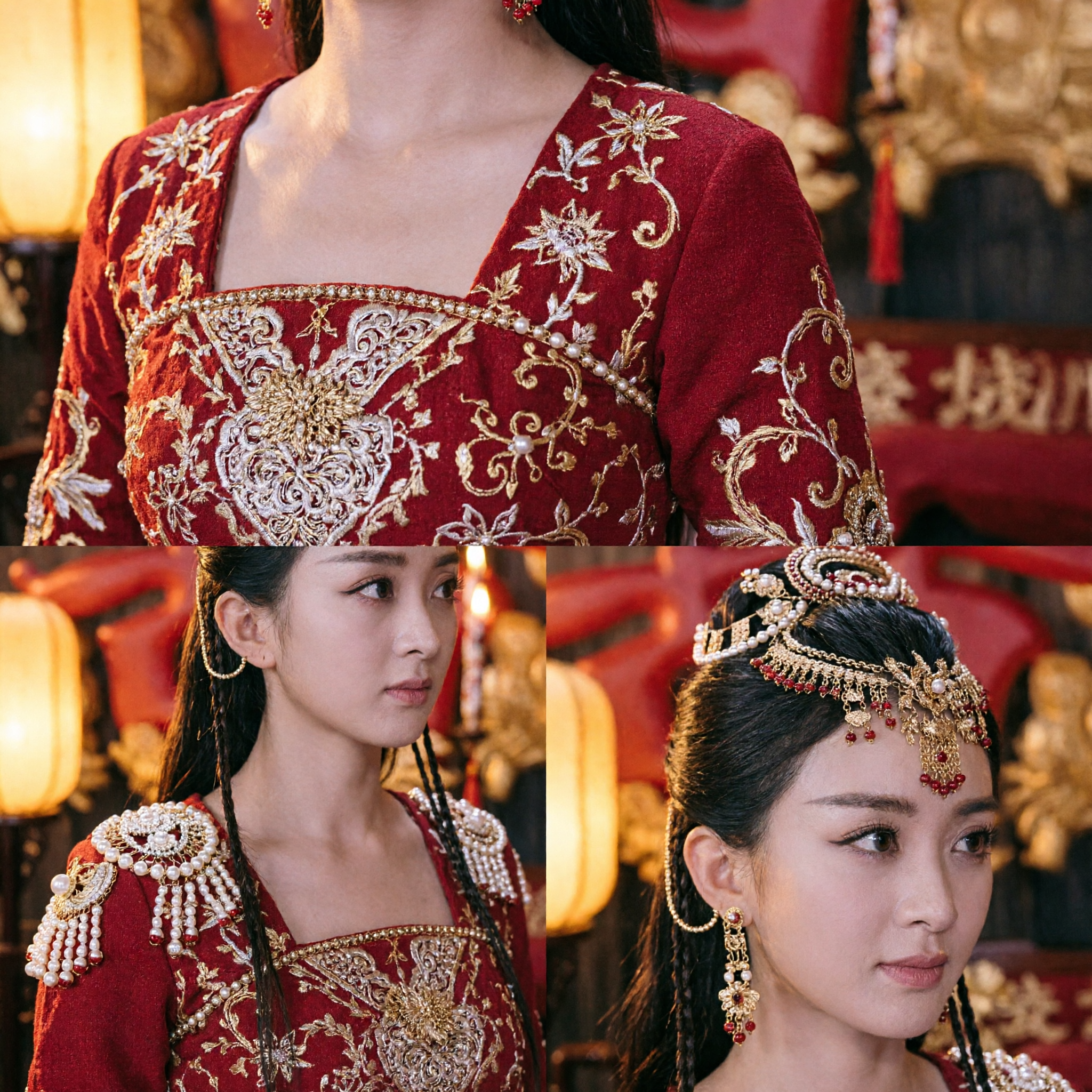 Ancient Chinese Wedding Costume Red Embroidered Hanfu Dress Traditional Bride Outfit with Headpiece for Women - Asian Costume