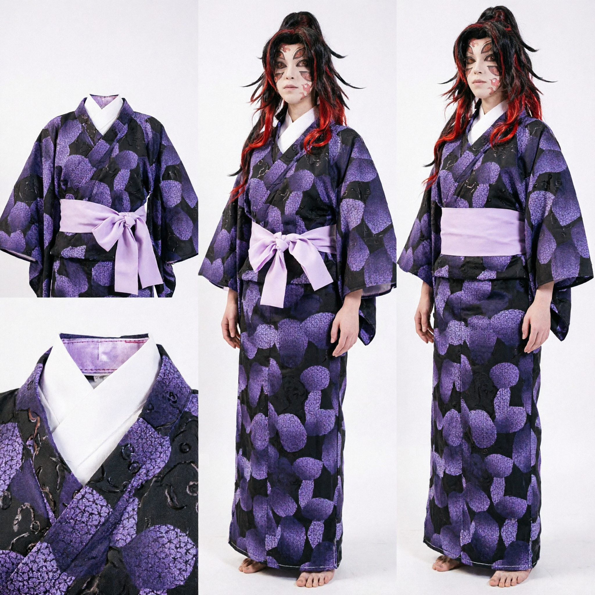 Kokushibo Demon Slayer Cosplay Costume Upper Moon One Kimono Set for Men Halloween Anime Convention - Asian Costume