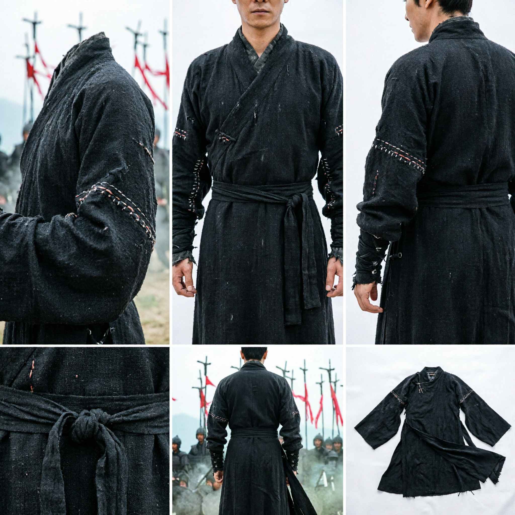 Men's Traditional Chinese Black Hanfu Martial Arts Costume Ancient Warrior Wuxia Cosplay Outfit Set - Asian Costume