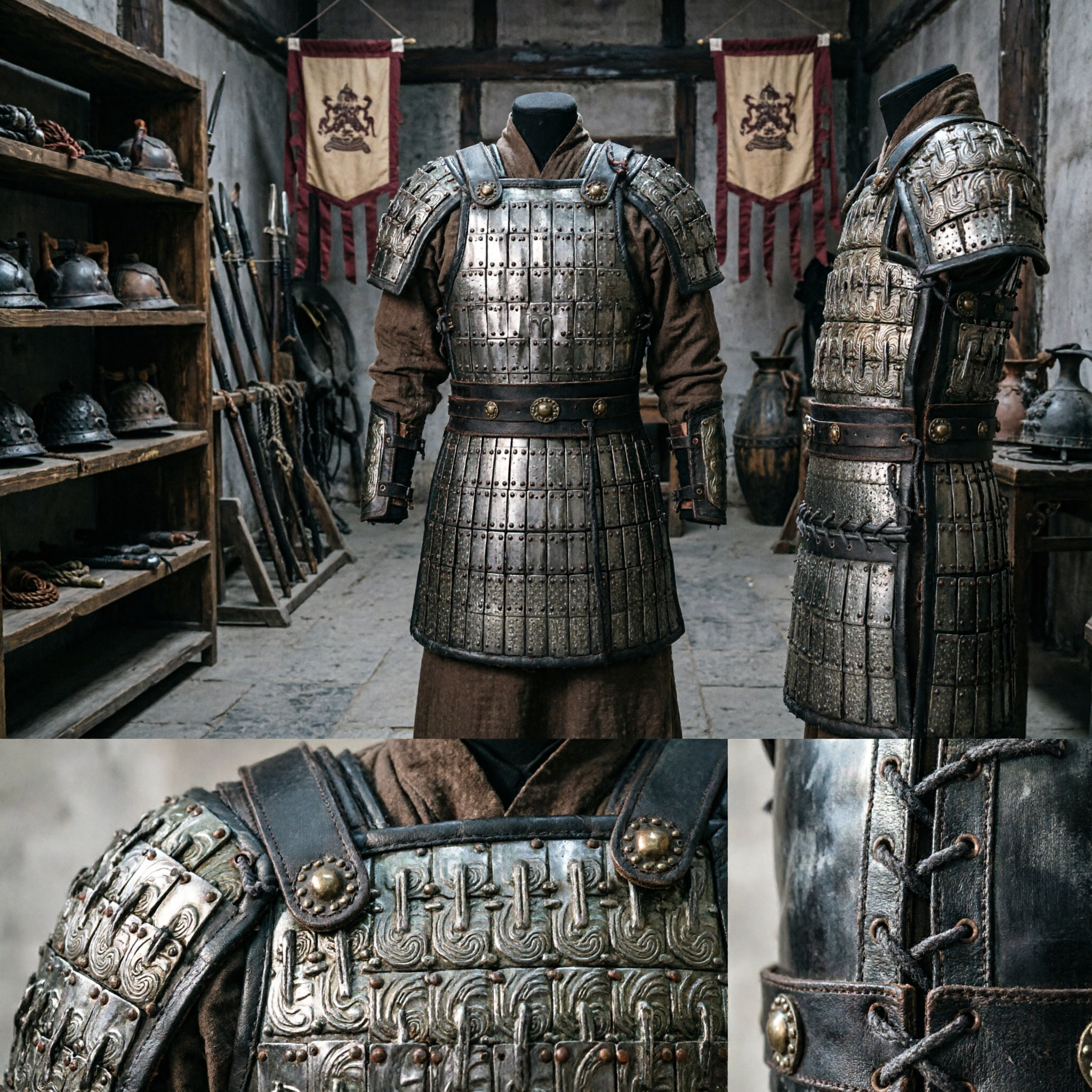 Ancient Chinese Qin Dynasty General Armor Replica Chest Plate for Cosplay Historical Reenactment and Stage Performance - Asian Costume