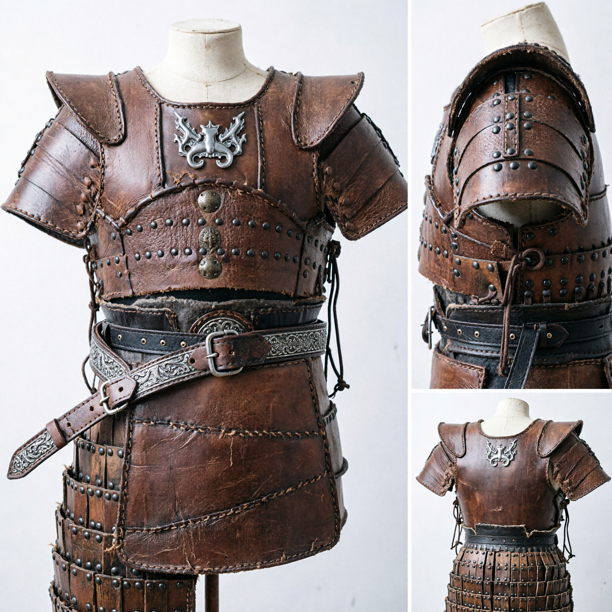 Handcrafted Medieval Leather Armor Cuirass with Pauldrons for Fantasy Cosplay LARP and Historical Reenactment - Asian Costume