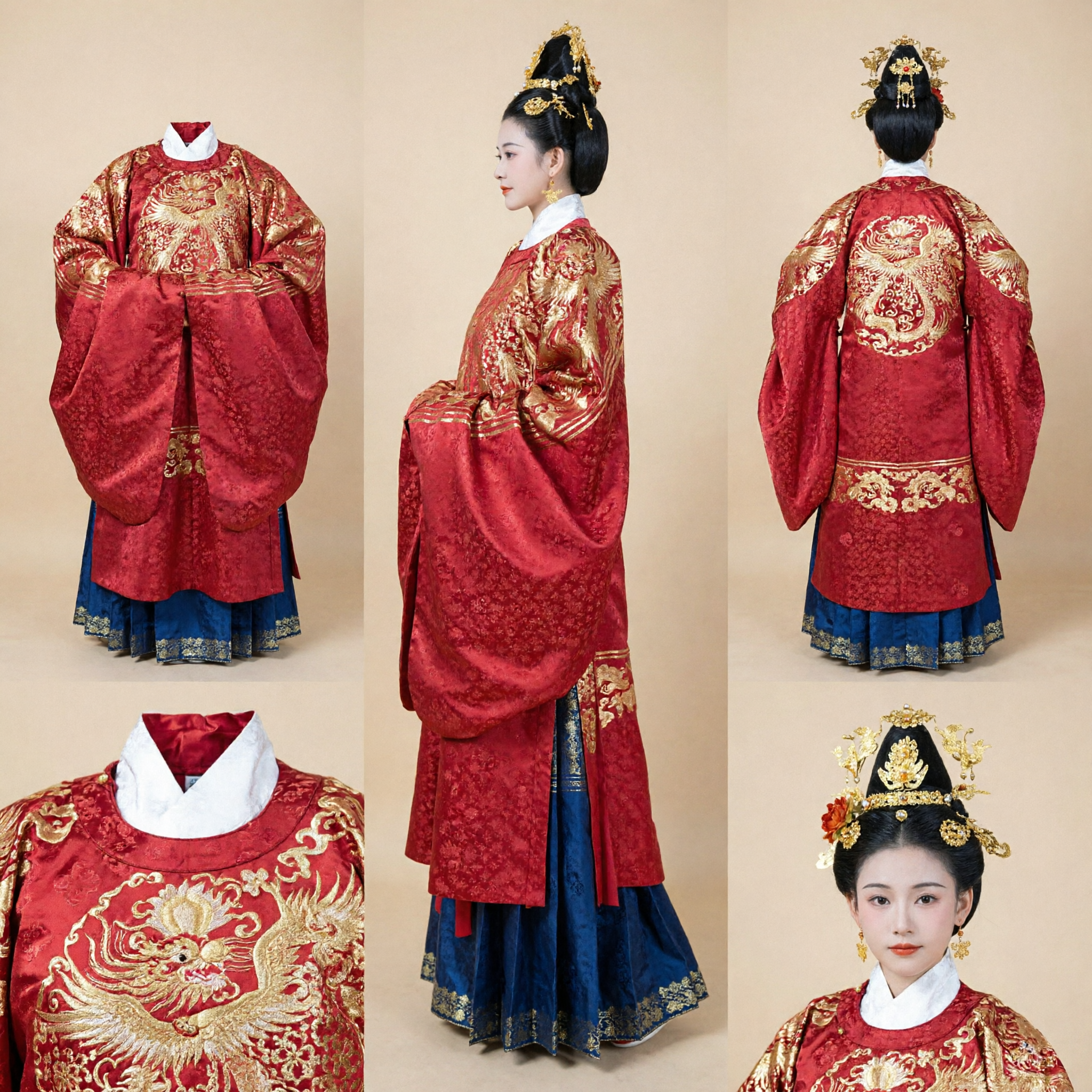 Traditional Chinese Ming Dynasty Hanfu Red Wedding Costume Ancient Ao Qun Dress for Women - Asian Costume