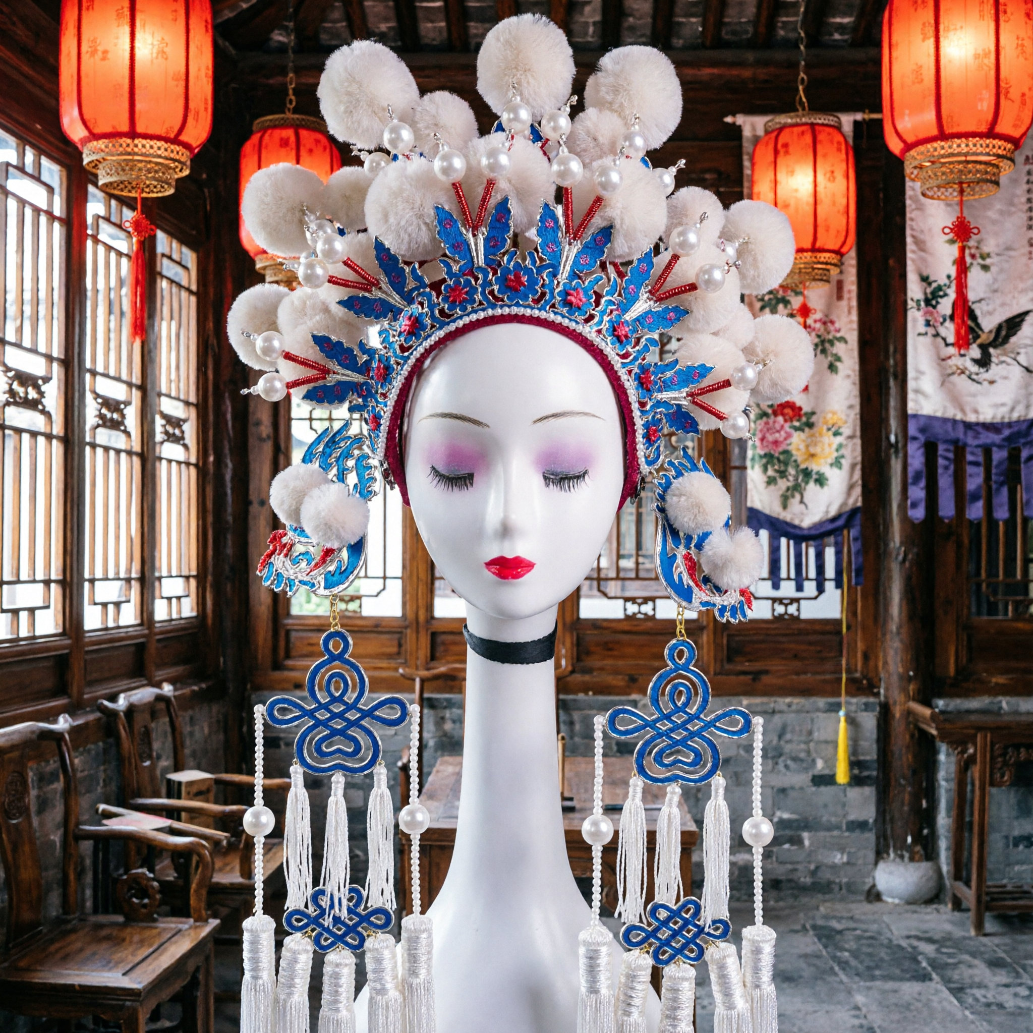 Traditional Chinese Peking Opera Phoenix Crown Headdress Wedding Bridal Hairpiece with Tassels for Women - Asian Costume