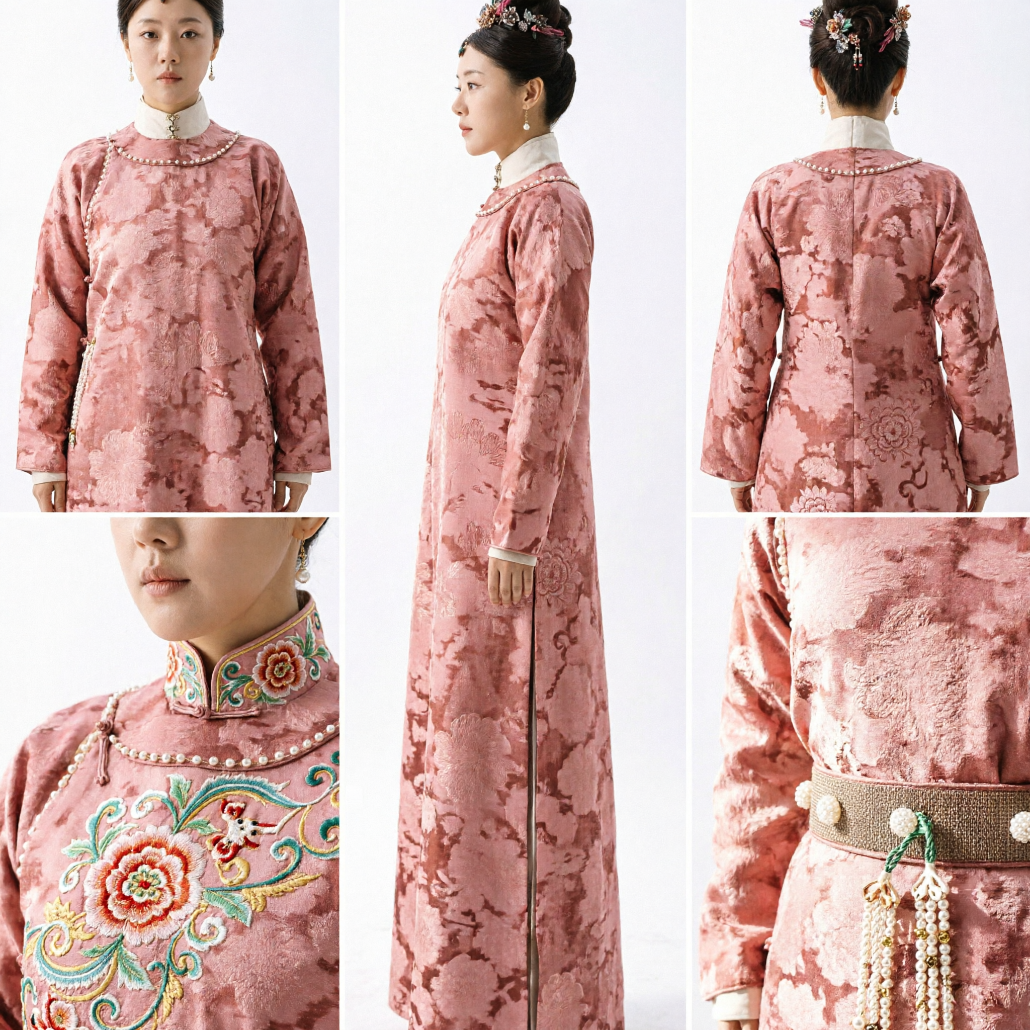 Traditional Chinese Ming Dynasty Pink Hanfu Costume Elegant Standing Collar Robe Ancient Clothing for Women - Asian Costume
