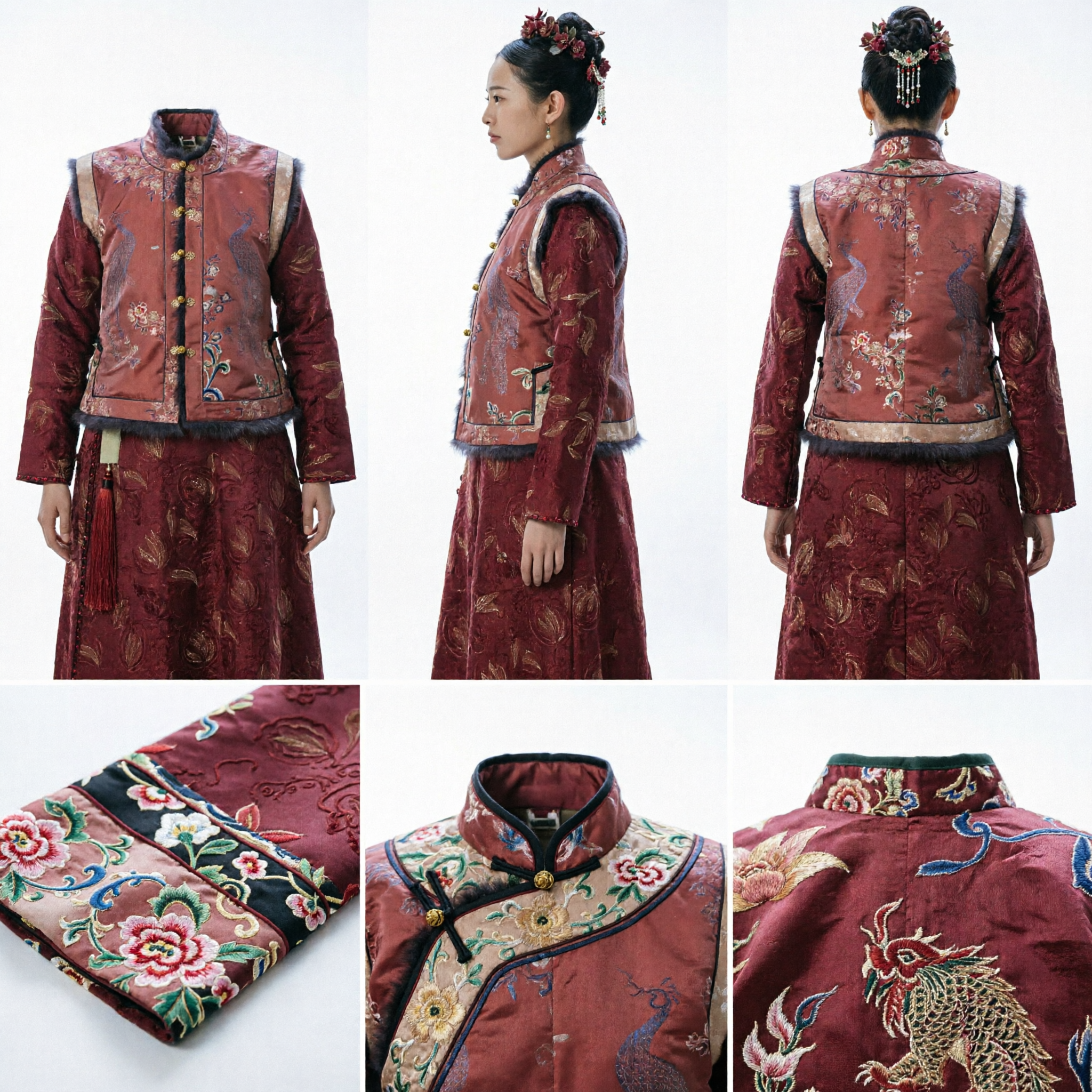 Ancient Chinese Ming Dynasty Red Embroidered Floral Jacket Hanfu Costume for Women Historical Drama Cosplay - Asian Costume