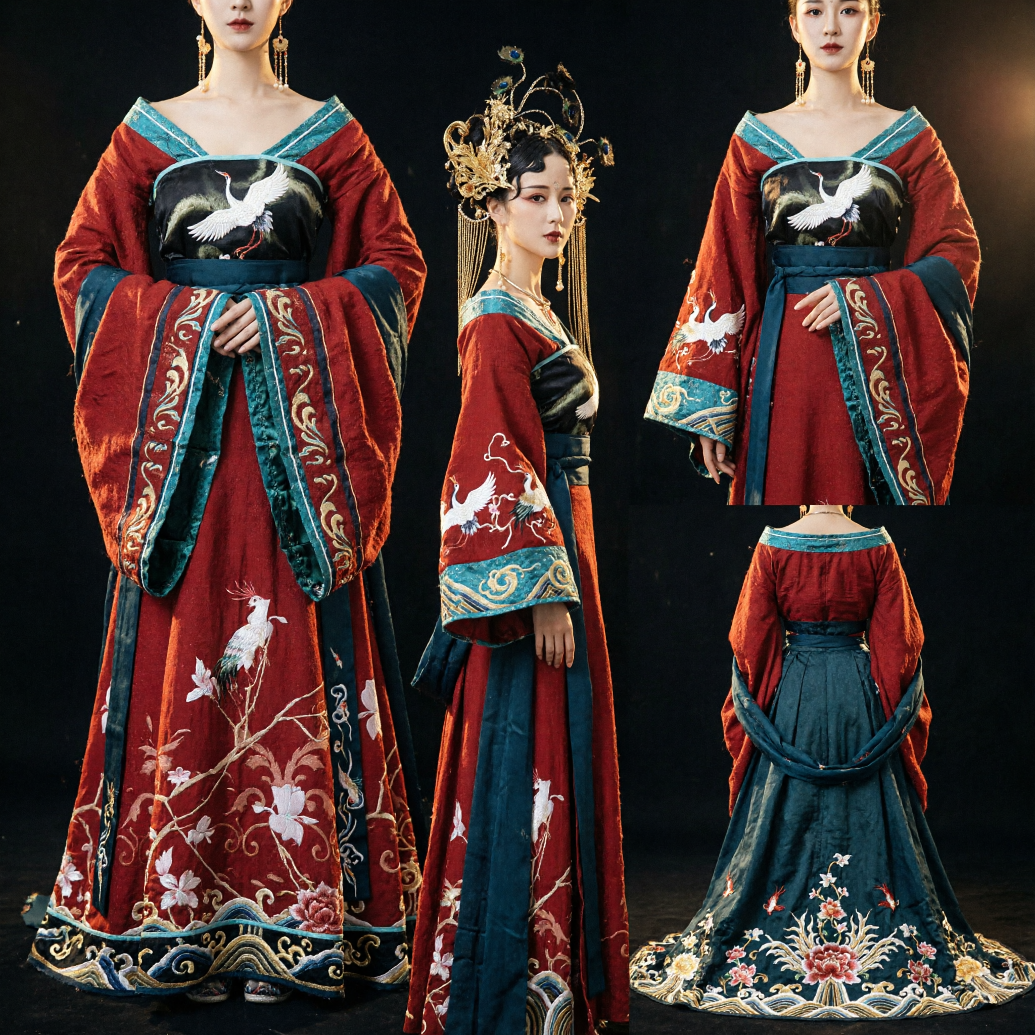 Traditional Chinese Tang Dynasty Hanfu Costume Ancient Empress Red Dress for Women Cosplay Photography Performance - Asian Costume