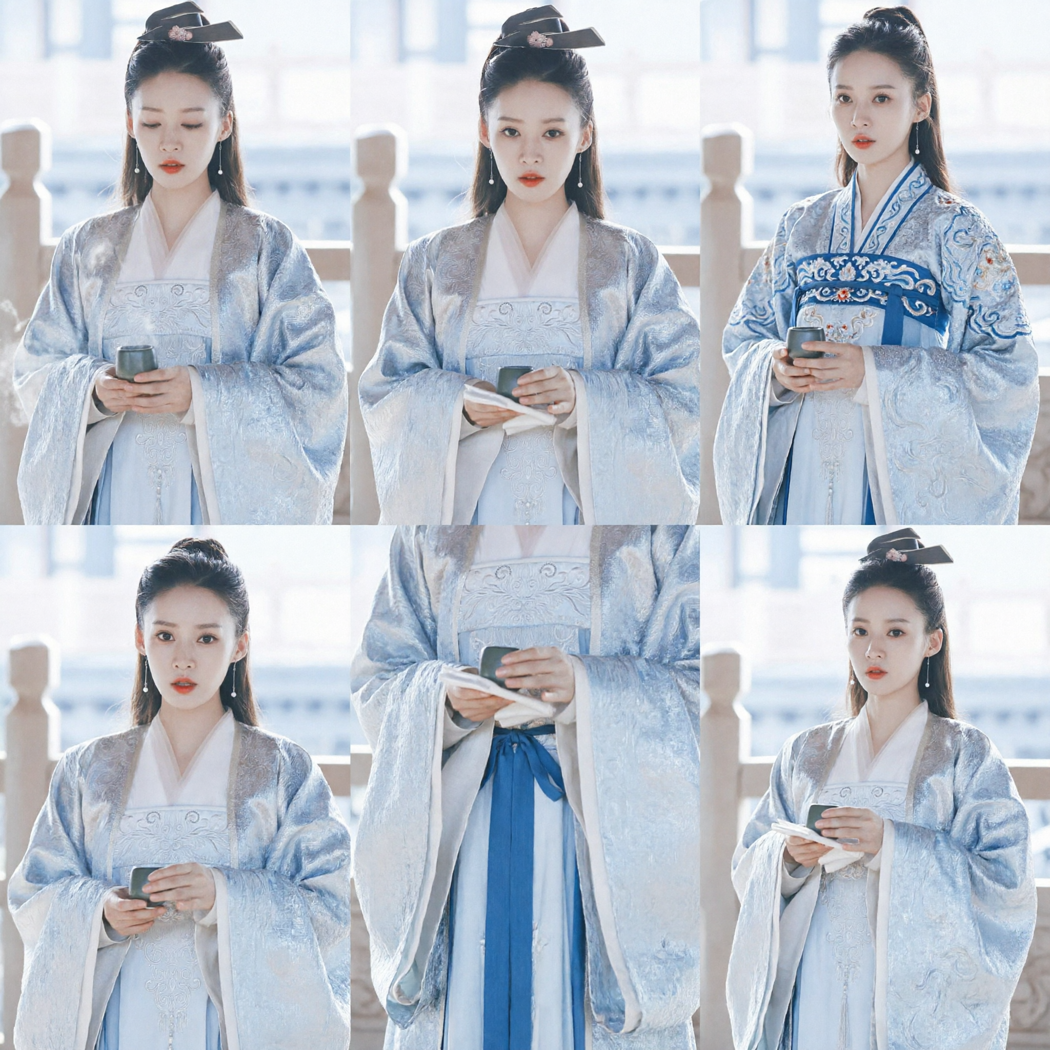 Exquisite Light Blue Song Dynasty Style Hanfu Traditional Chinese Embroidered Dress for Women Cosplay Costume - Asian Costume