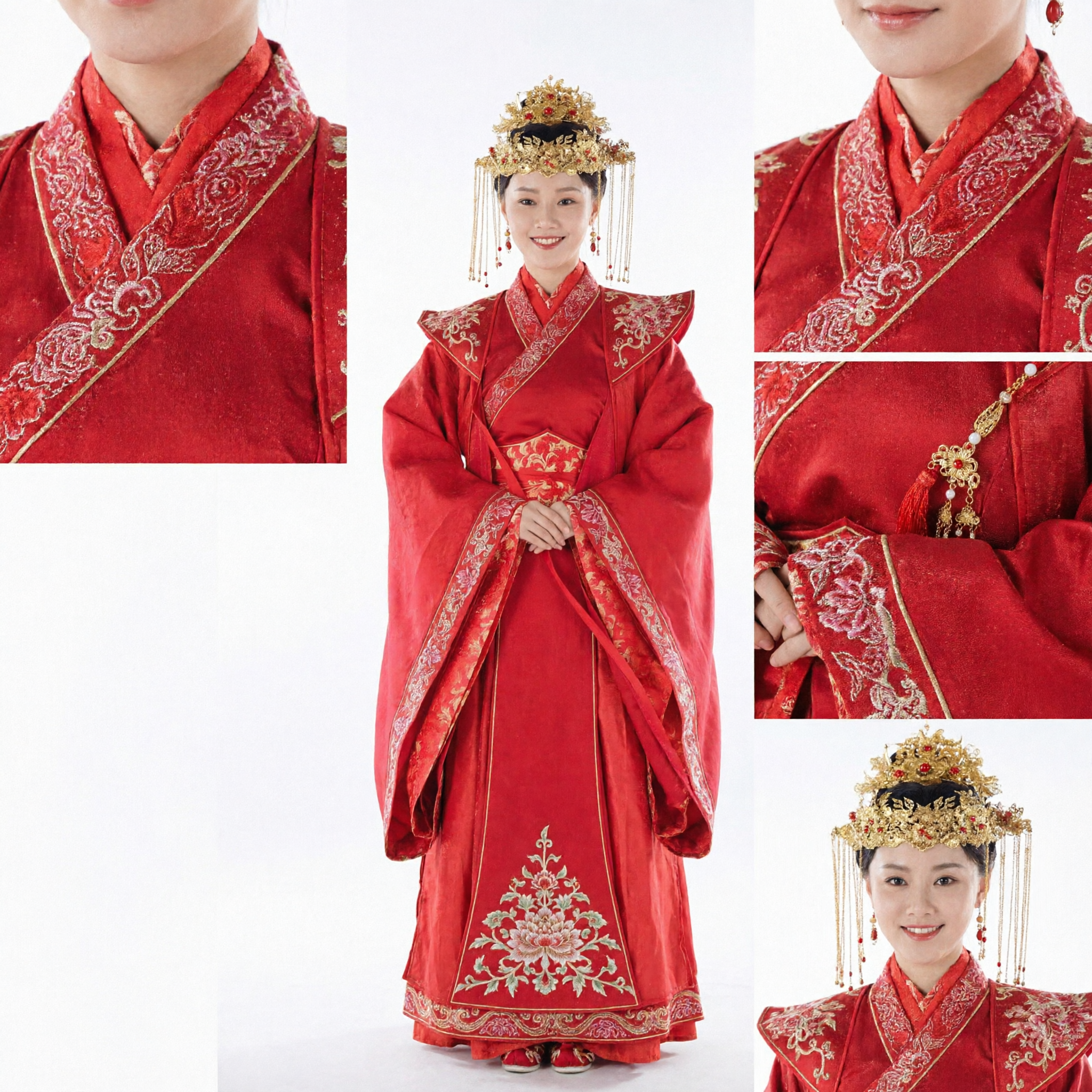 Traditional Chinese Wedding Dress Red Hanfu Bride Gown Ancient Ming Dynasty Style Costume for Women - Asian Costume