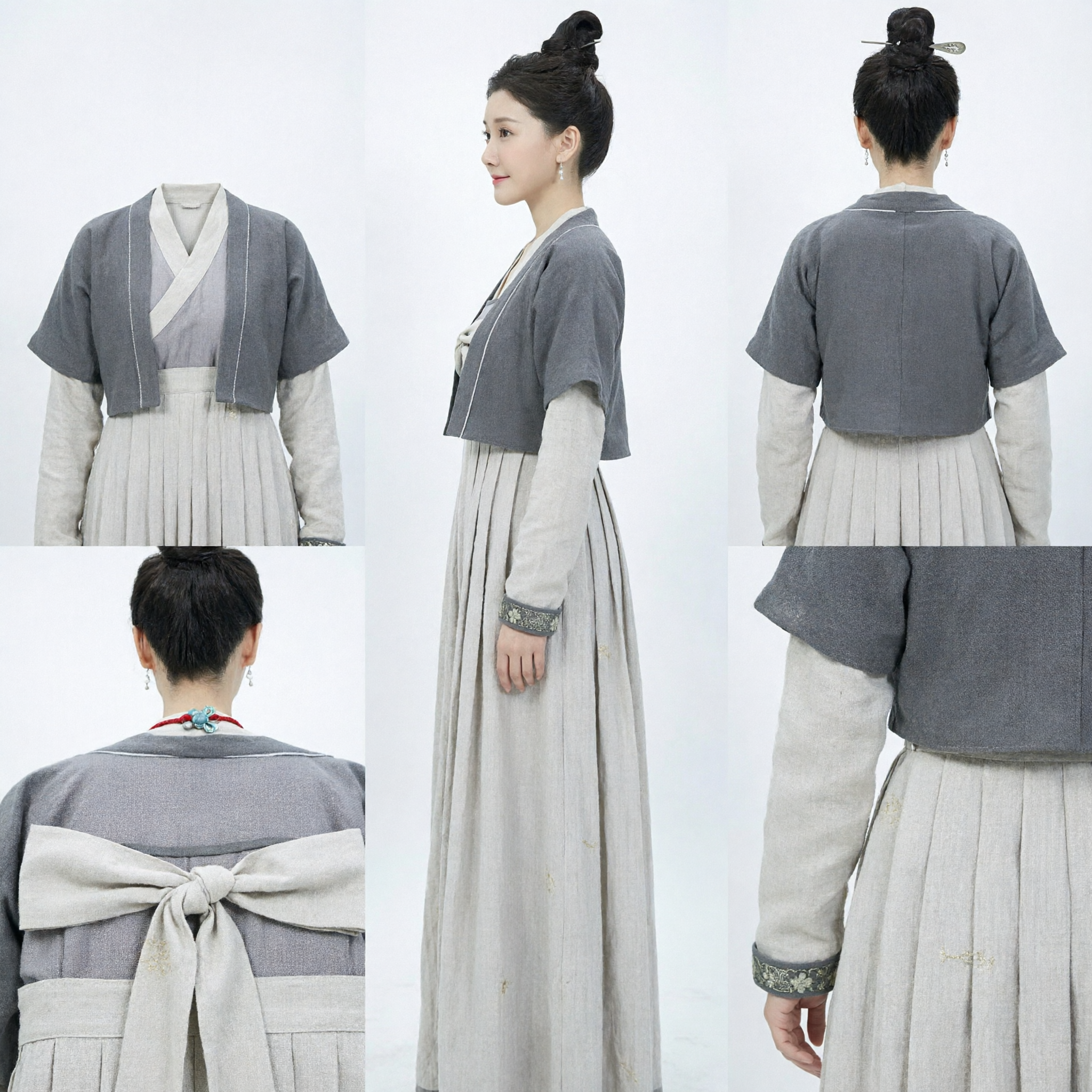 Ancient Chinese Hanfu Costume Grey Song Dynasty Style Maid Dress for Women Cosplay - Asian Costume