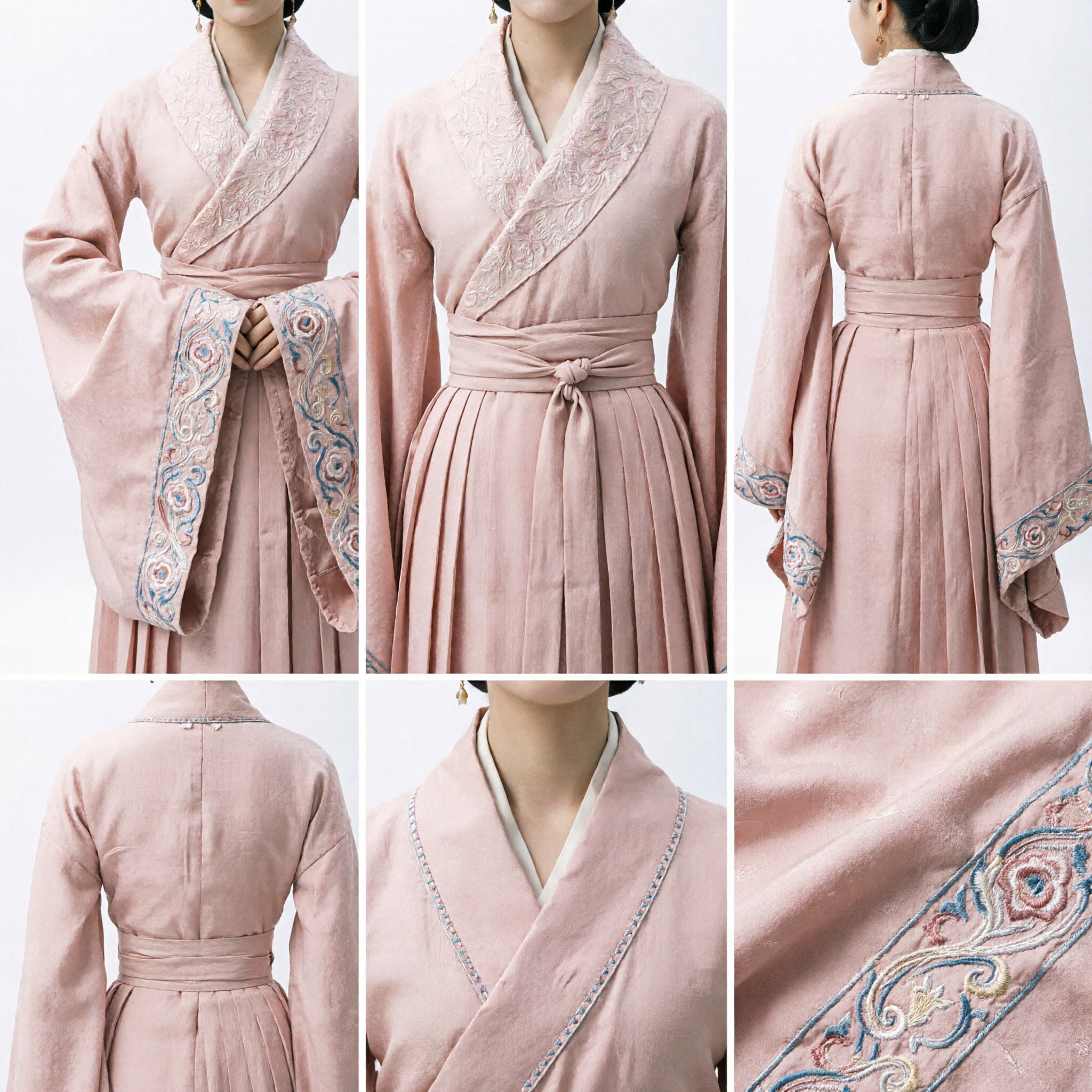 Ancient Chinese Princess Hanfu Pink Embroidered Robe Traditional Historical Costume for Women Cosplay Performance - Asian Costume