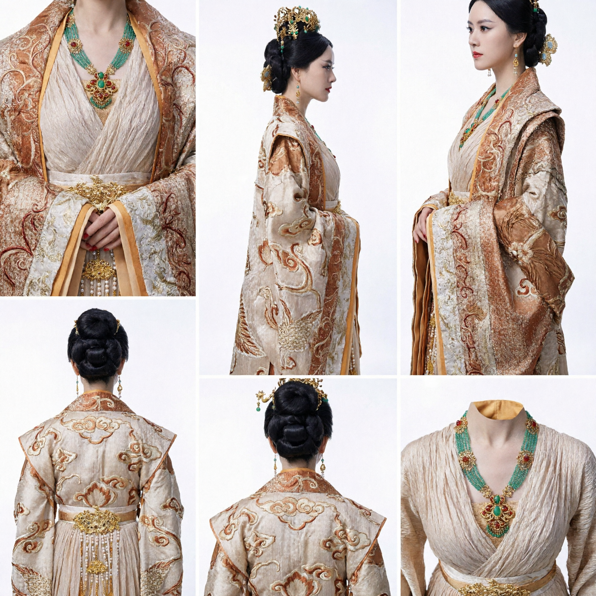 Traditional Chinese Ancient Empress Hanfu Costume Gold Embroidery Palace Lady Dress for Women Historical Cosplay - Asian Costume